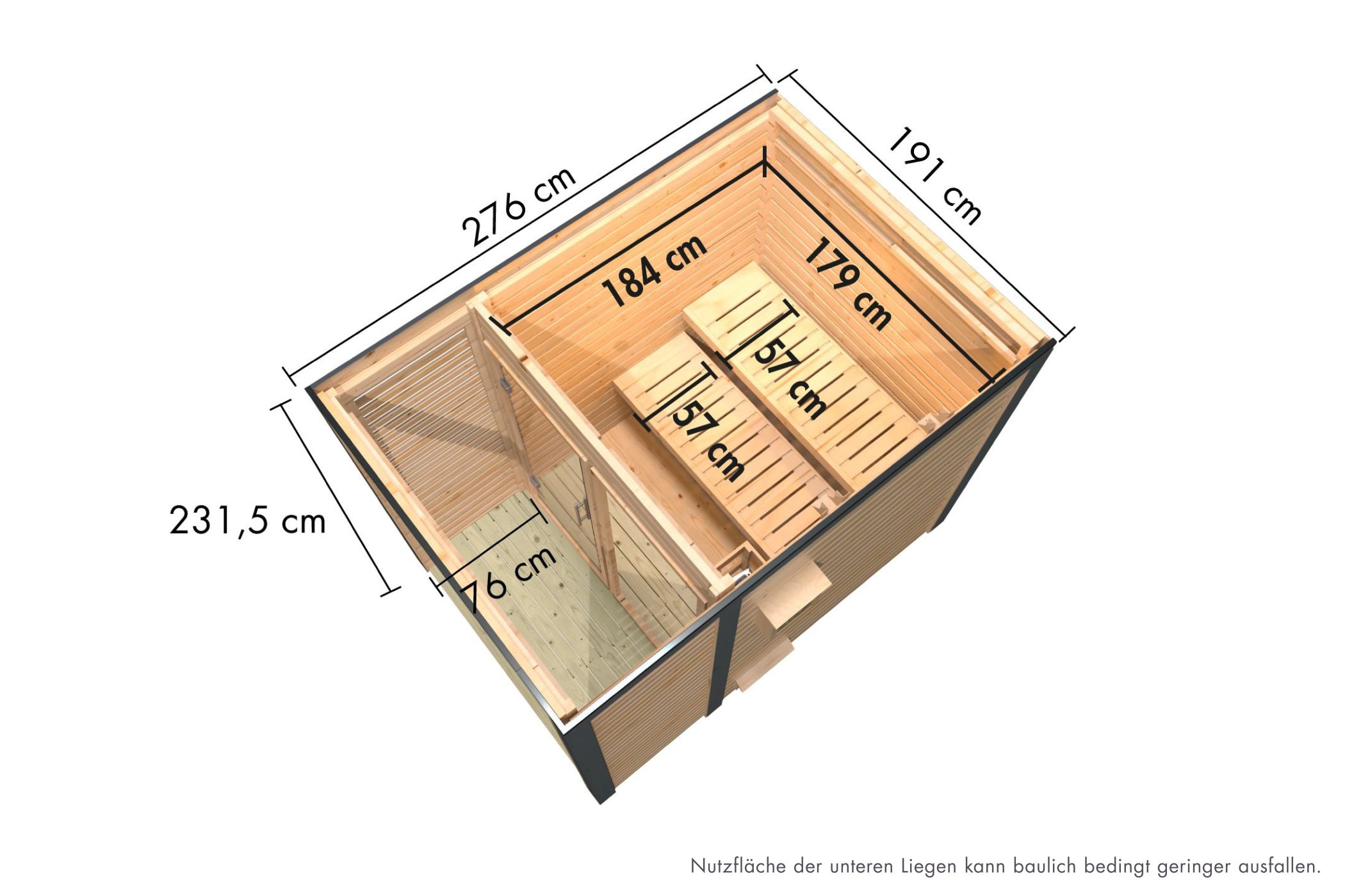 Produkt- und Ausstattungsdetail der Karibu Saunahaus Ares 1