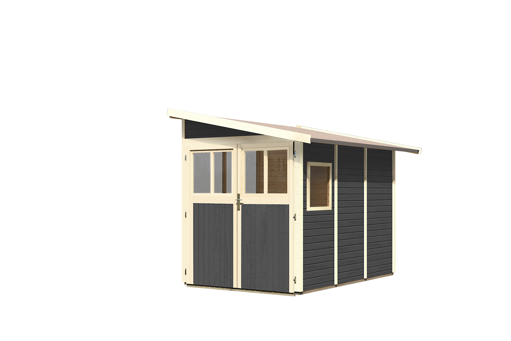 Karibu Gerätehaus Wandlitz 3 in Terragrau, Freisteller