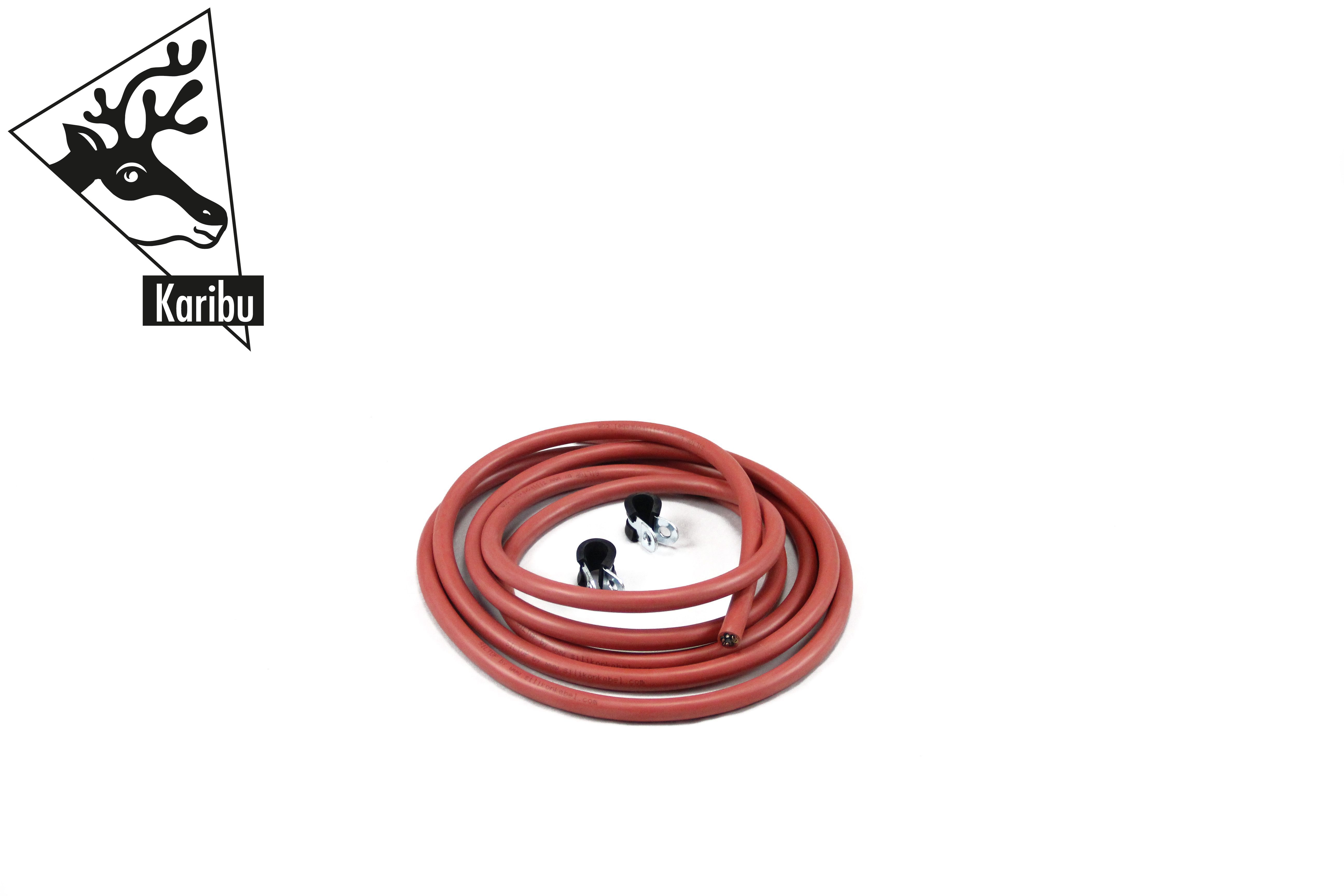 Produkt- und Ausstattungsdetail der Karibu Silikonkabelset für Saunaöfen (3m Länge) aus dem Sortiment von Karibu