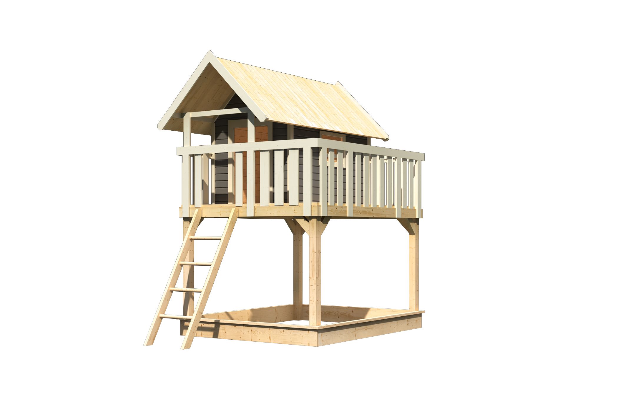 Karibu Stelzenhaus Fidel aus Holz, freigestellt