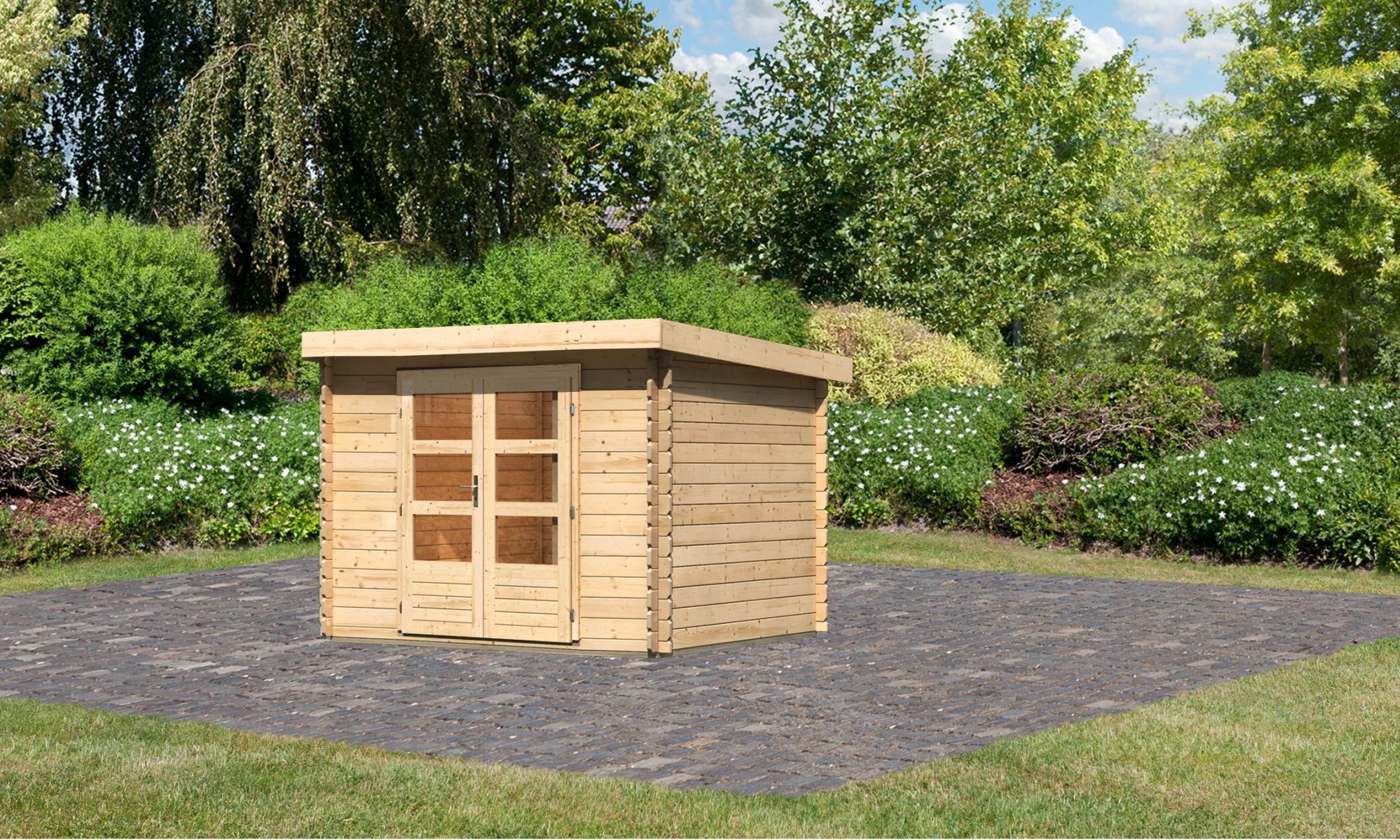 Karibu Gartenhaus Bastrup 3 in Naturbelassen, Außenansicht