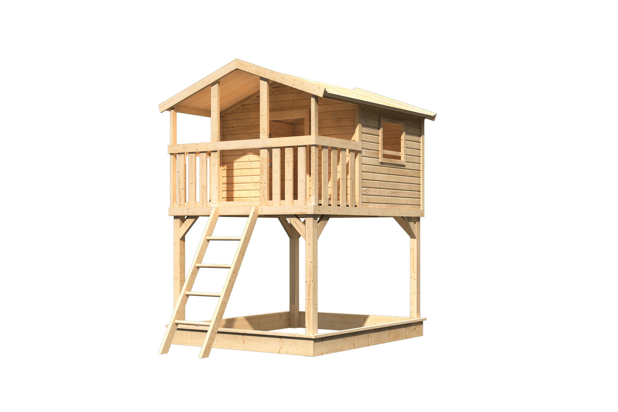 Karibu Stelzenhaus Benjamin aus Holz, freigestellt