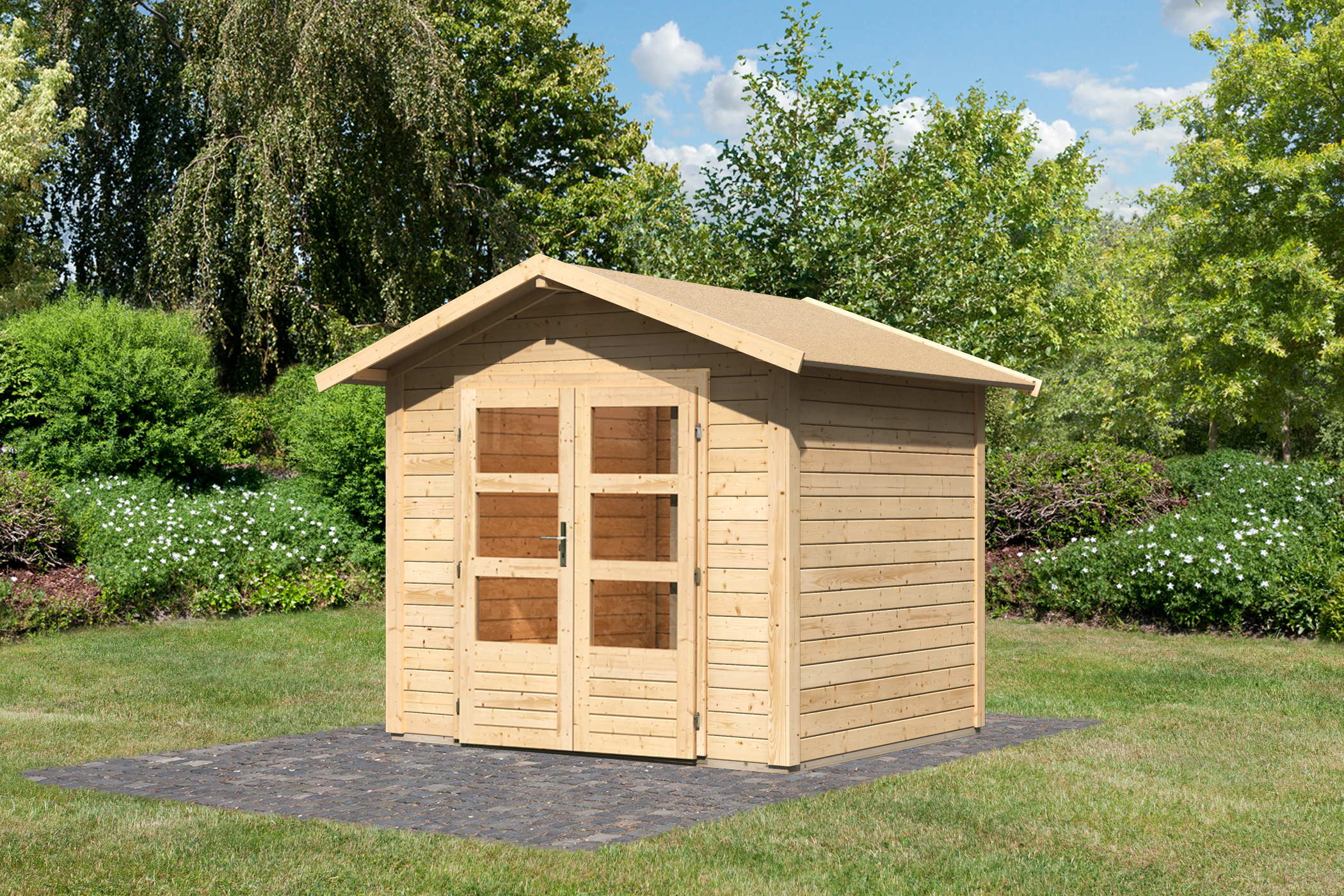 Karibu Gartenhaus Talkau 3 in Naturbelassen, Außenansicht