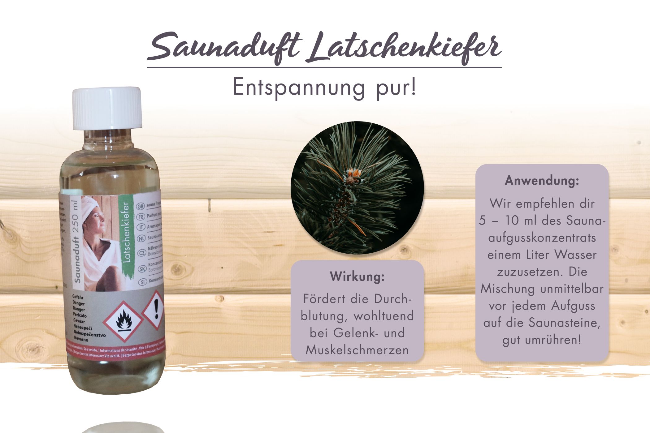 Karibu Saunaduft 250ml als hochwertige Sauna aus nordischer Fichte im Wohnraum-Ambiente