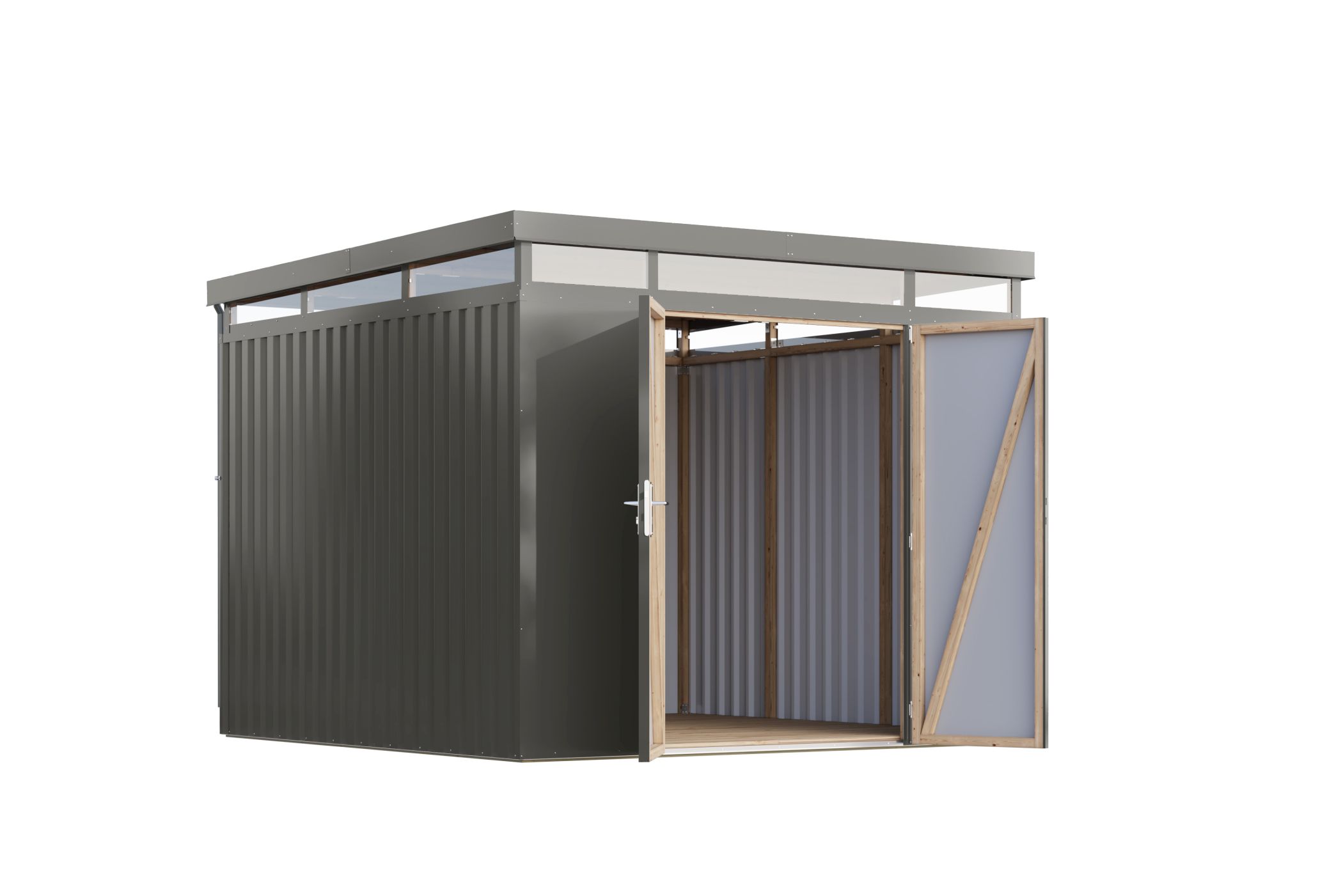 Karibu großes Gerätehaus aus Metall Aurum 3,5 in Graualuminium, Freisteller
