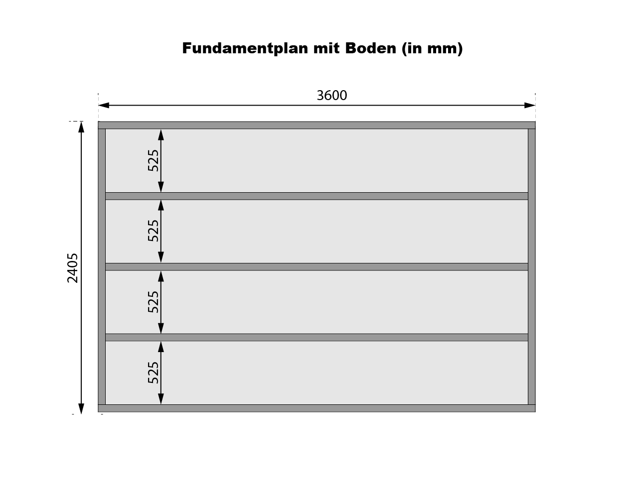 Technische Zeichnung eines Karibu Gartenhauses