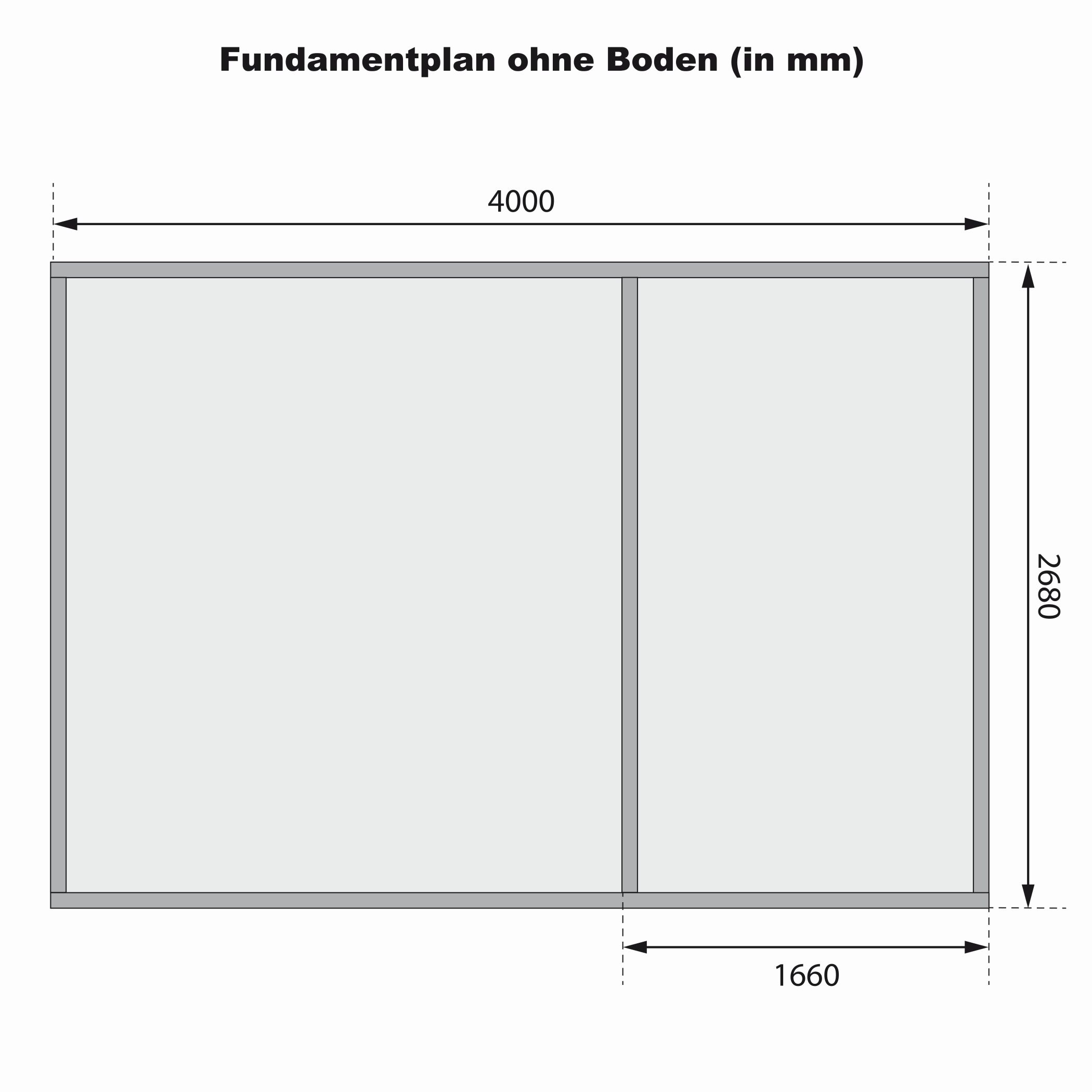 Fundamentplan des Karibu großes Gerätehaus Mühlentrup 2