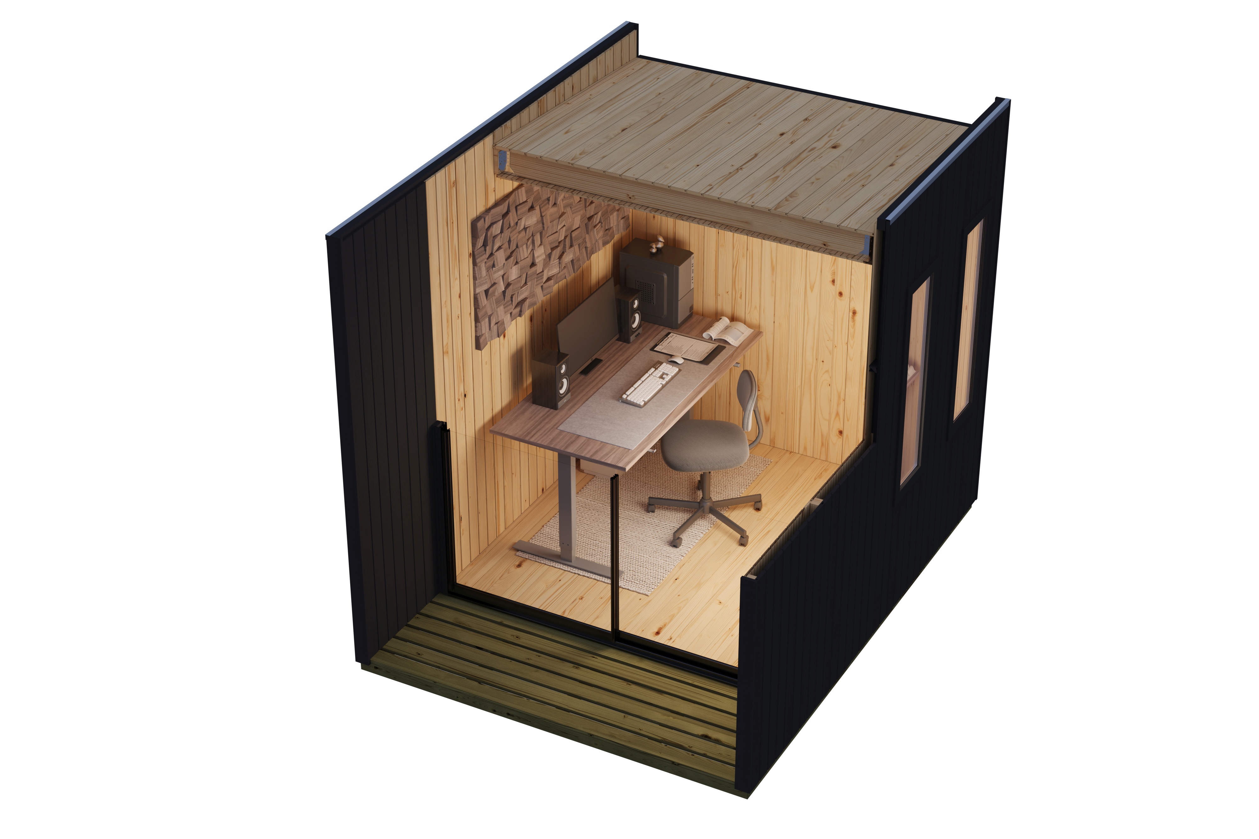 Karibu Saunahaus Homeofficehaus aus nordischer Fichte, freigestellt