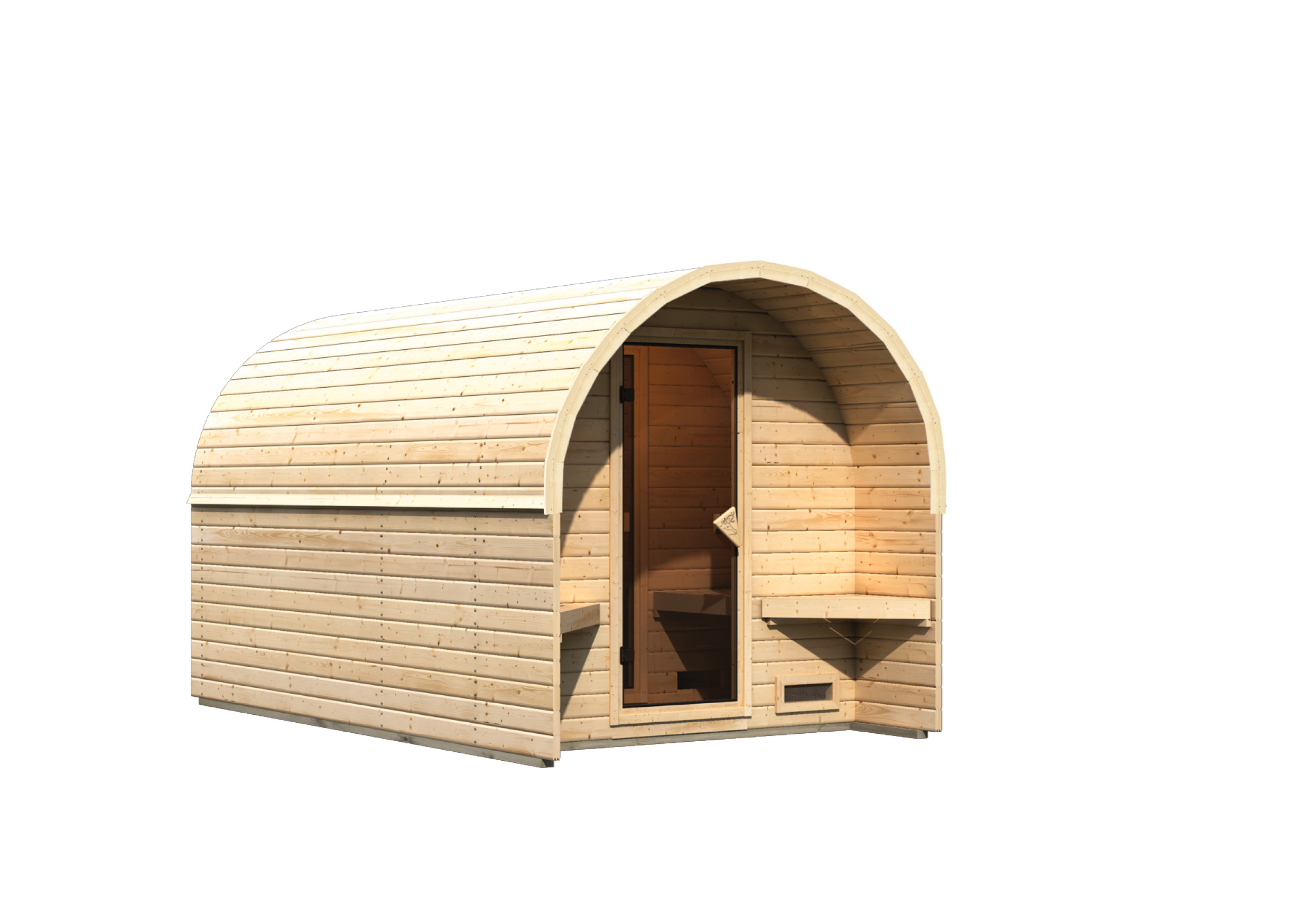 Karibu Fasshaus 3 aus Holz, freigestellt