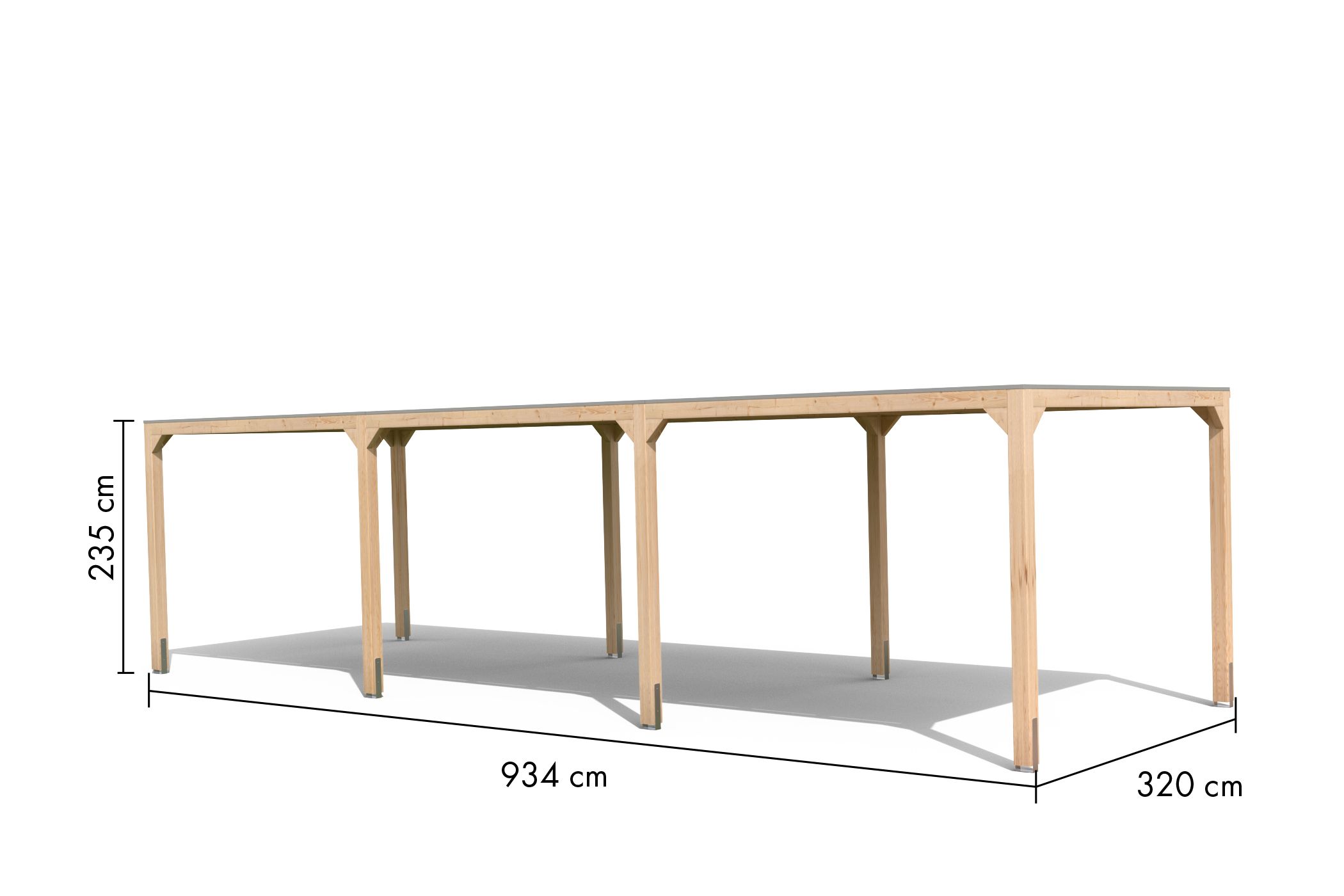 Maßzeichnung des Karibu Pavillon Cubus mit Dachmaß 320 × 320 cm und Firsthöhe 239 cm