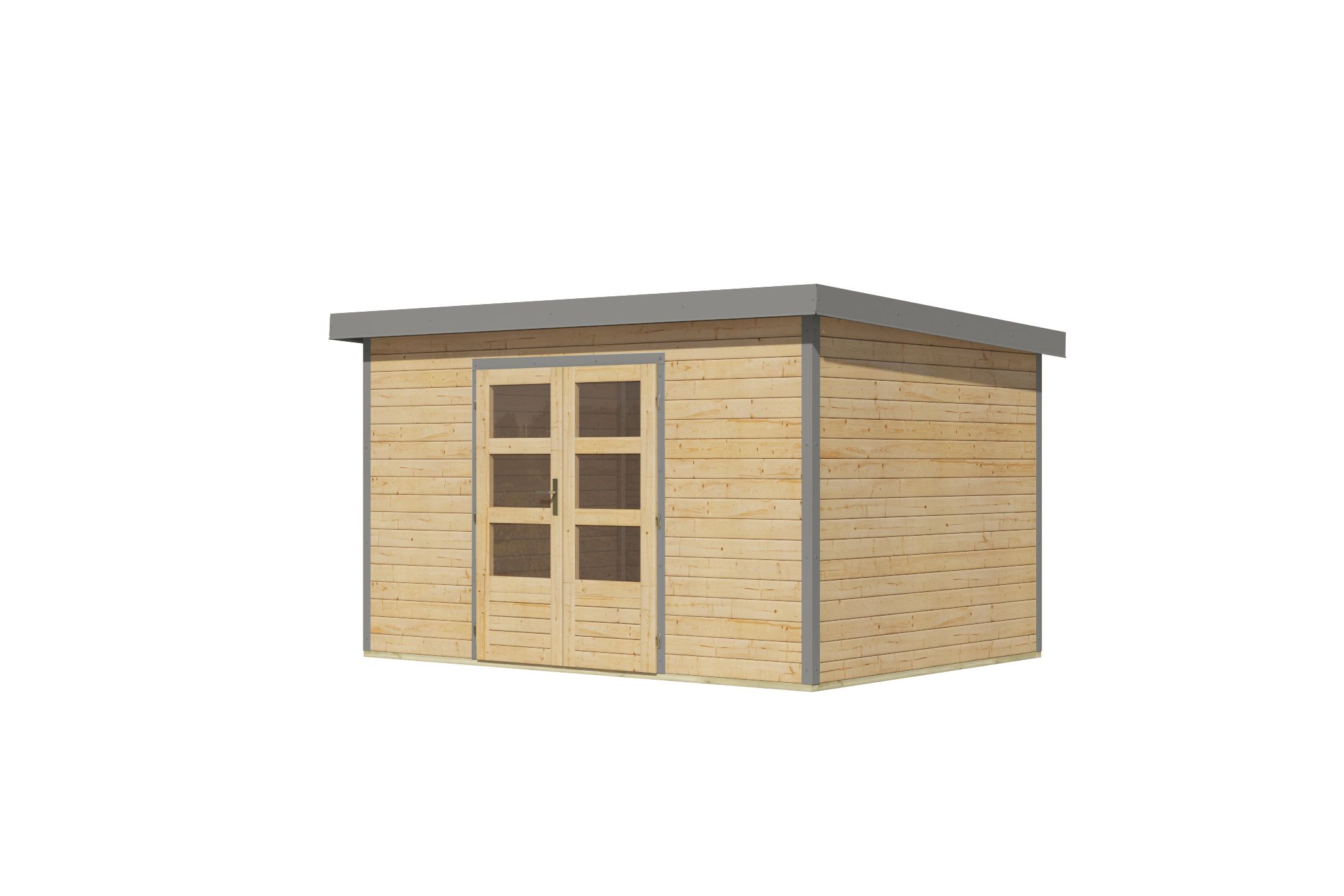 Karibu Gartenhaus Holz & Metall Pluto 7 in Naturbelassen mit Metall in Graualuminium, Freisteller