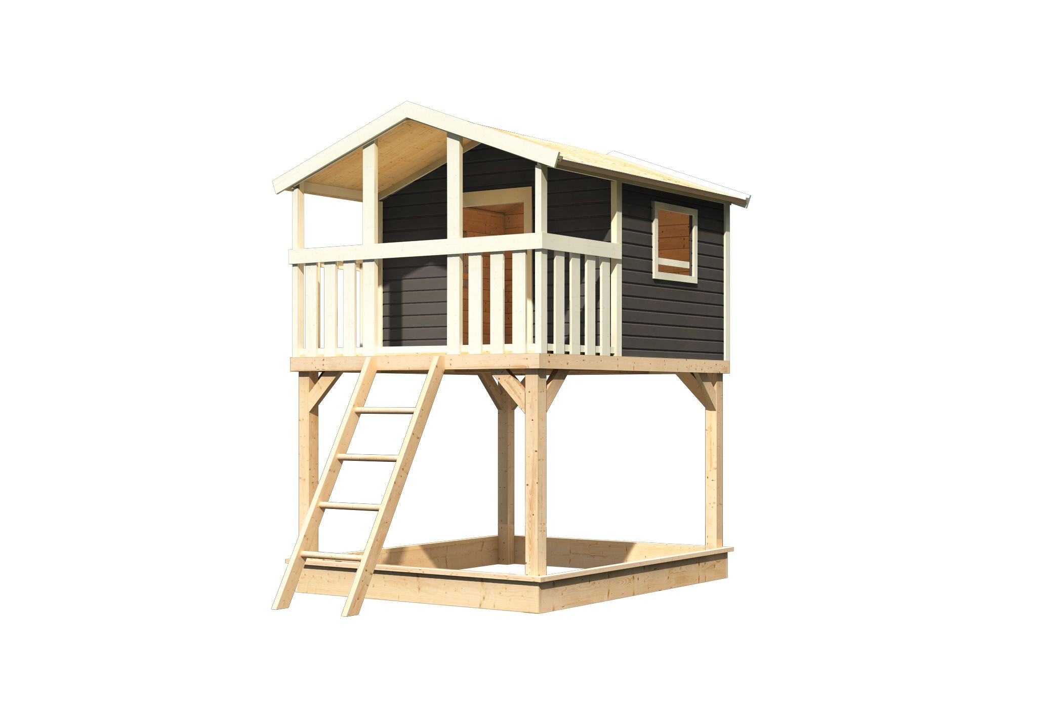 Karibu Stelzenhaus Benjamin aus Holz, freigestellt