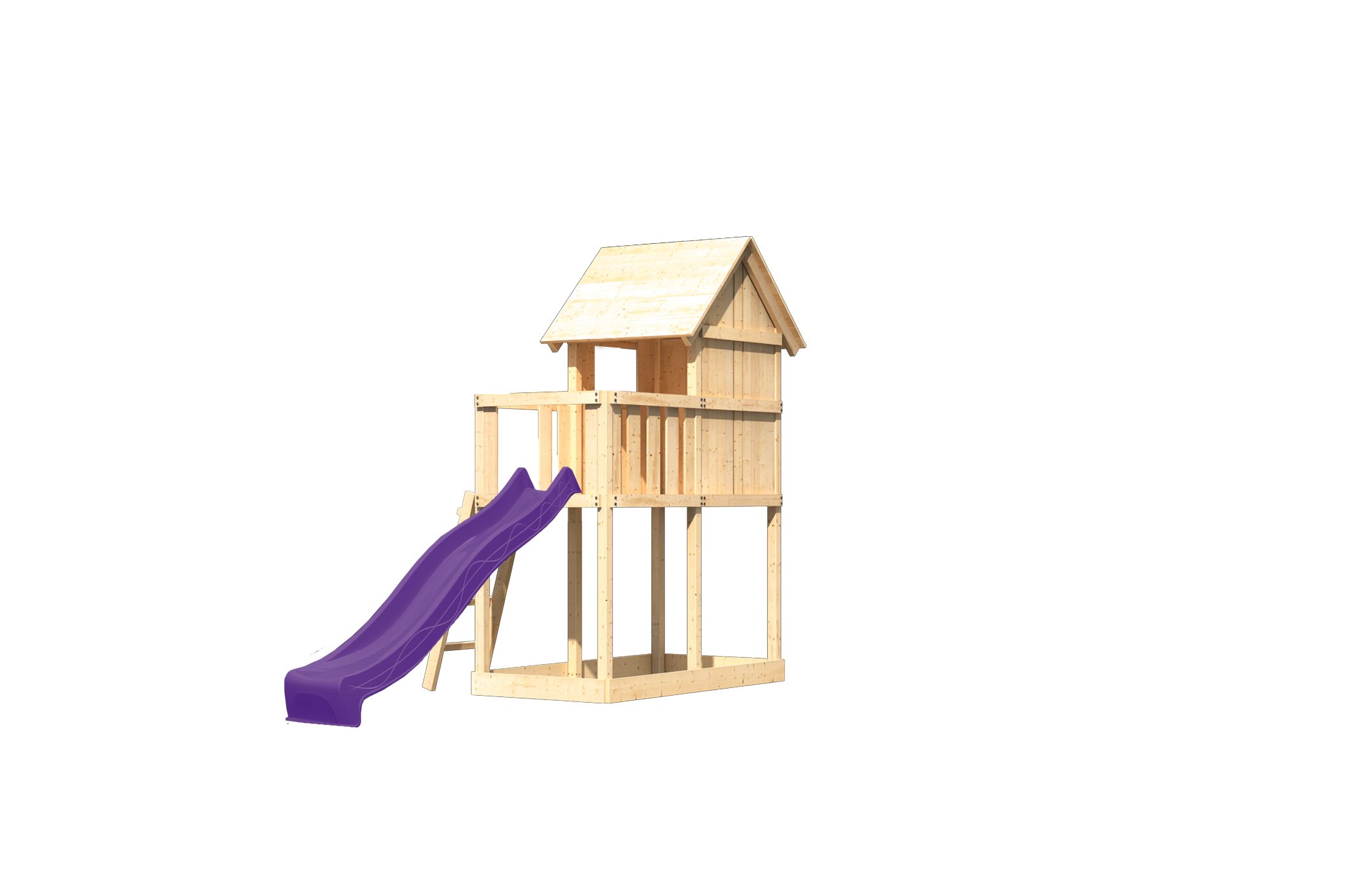 AKUBI Kinderspielhaus Frieda aus Fichtenholz mit Podest und Spielhaus, freigestellt