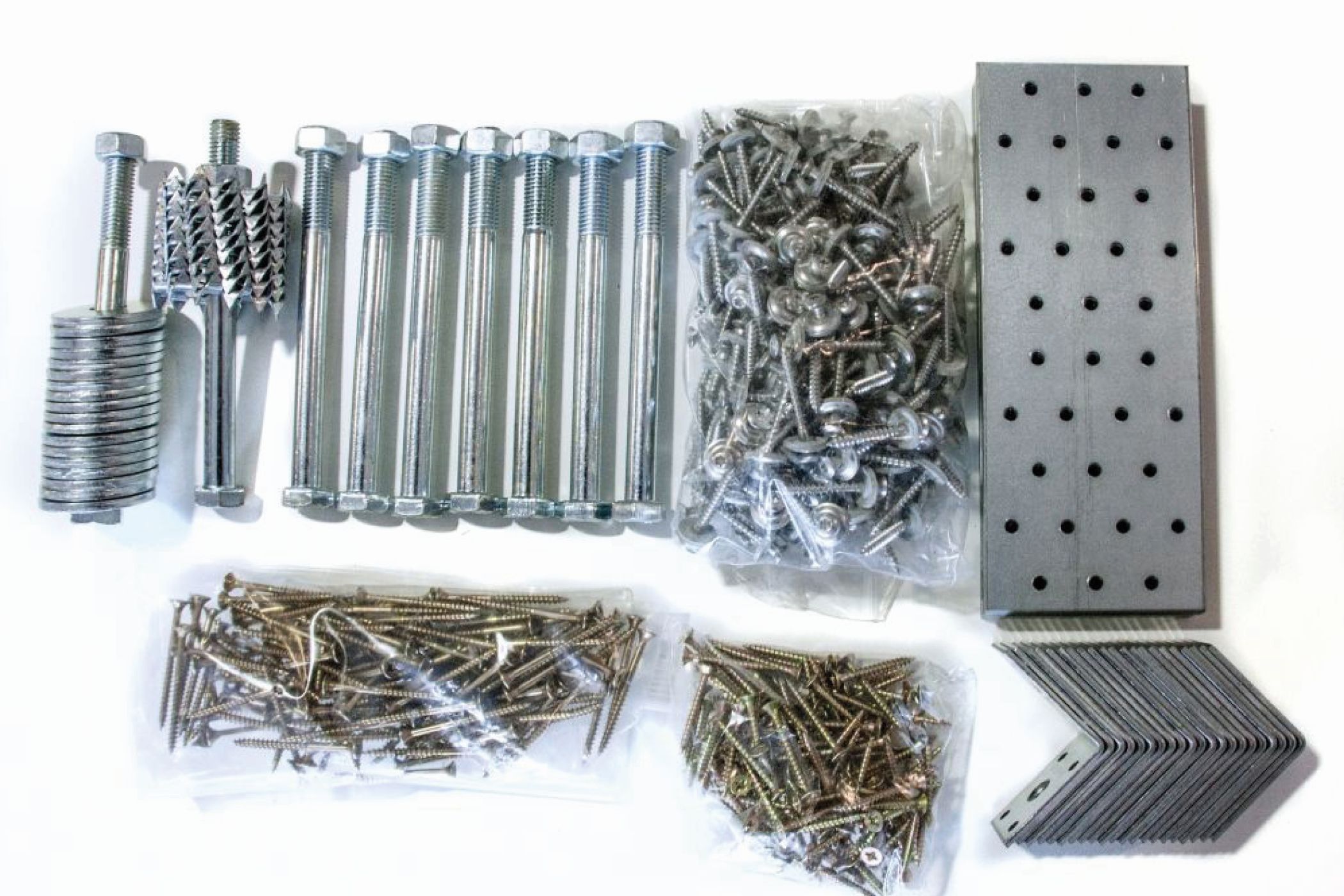 Verbindungs- und Montagematerial aus verzinktem Stahl im Lieferumfang eines Karibu Carports
