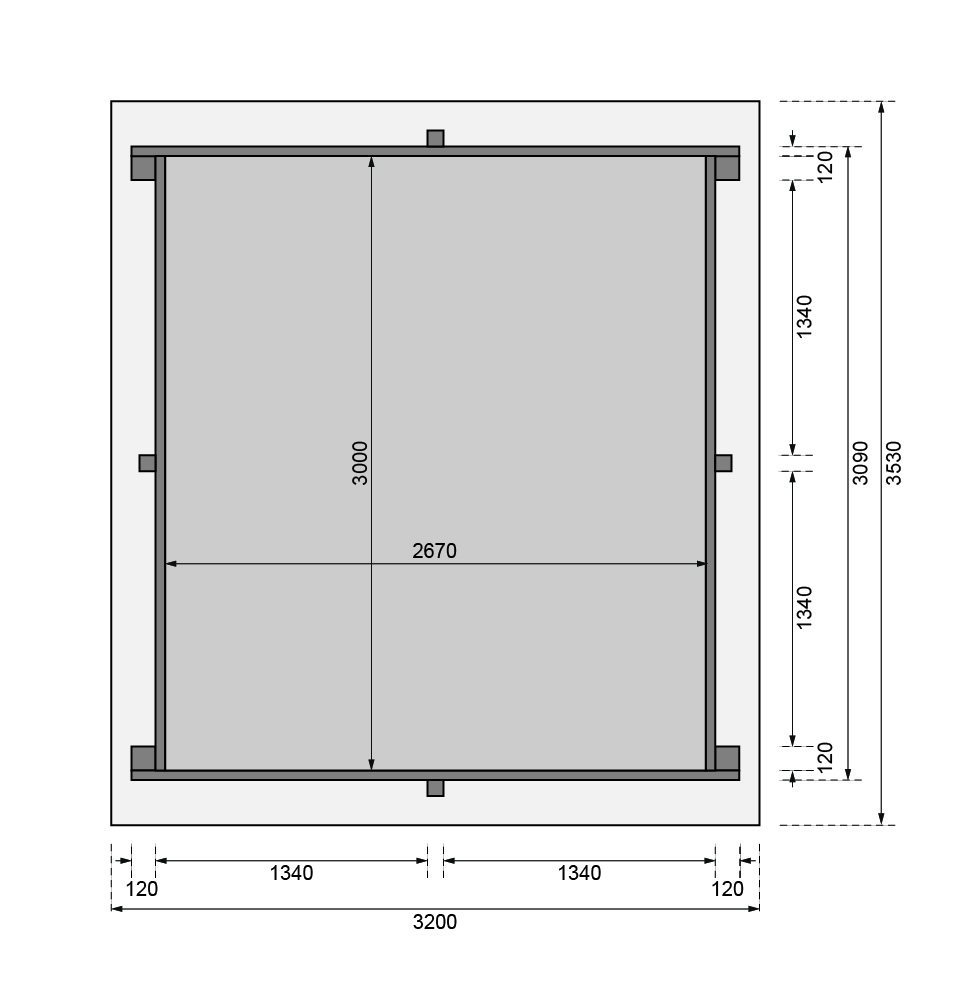 Fundamentplan für ein Karibu Gartenhaus