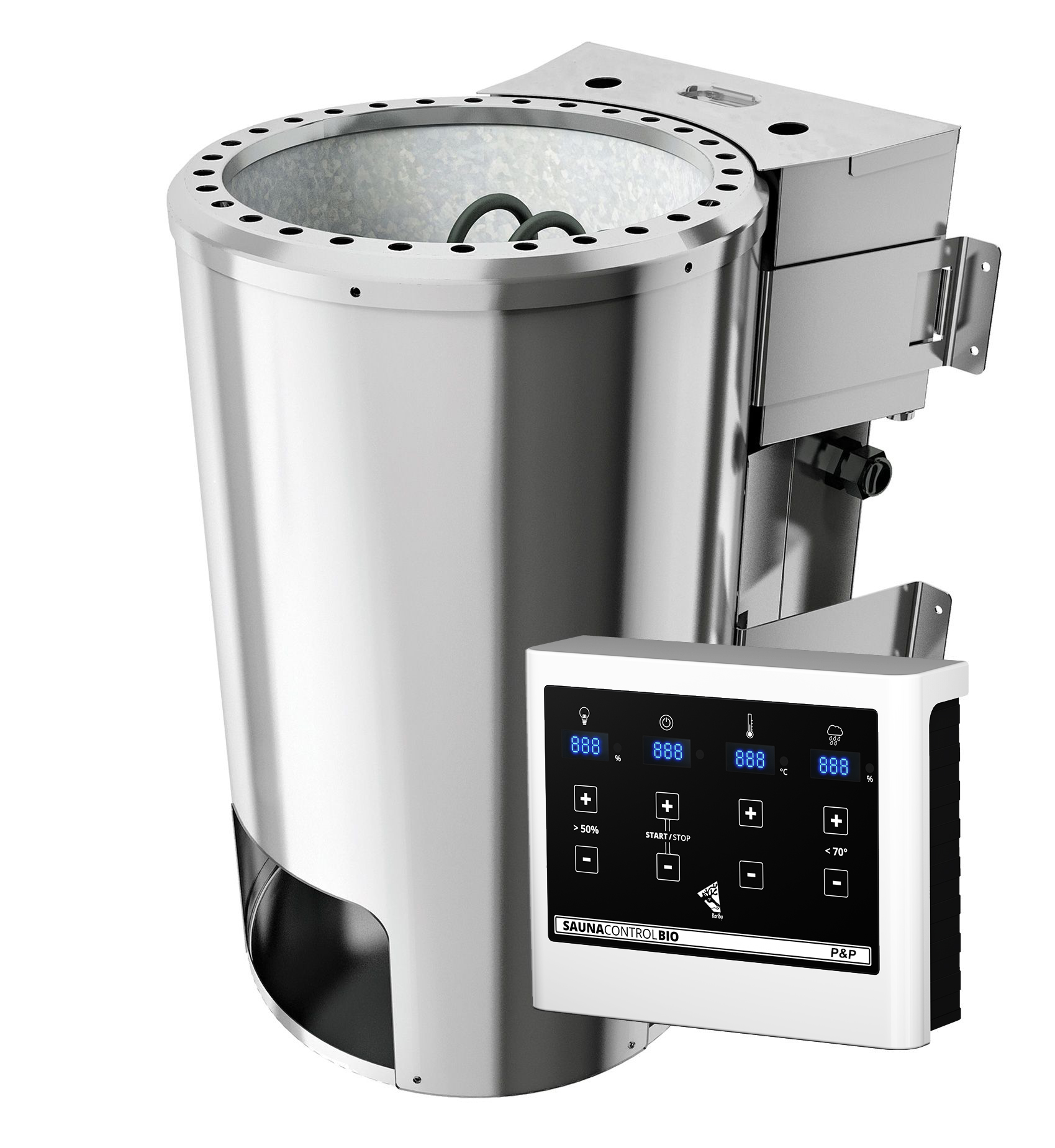 Steckerfertiger Plug-and-Play-Saunaofen mit 3,6 kW und integrierter Steuerung