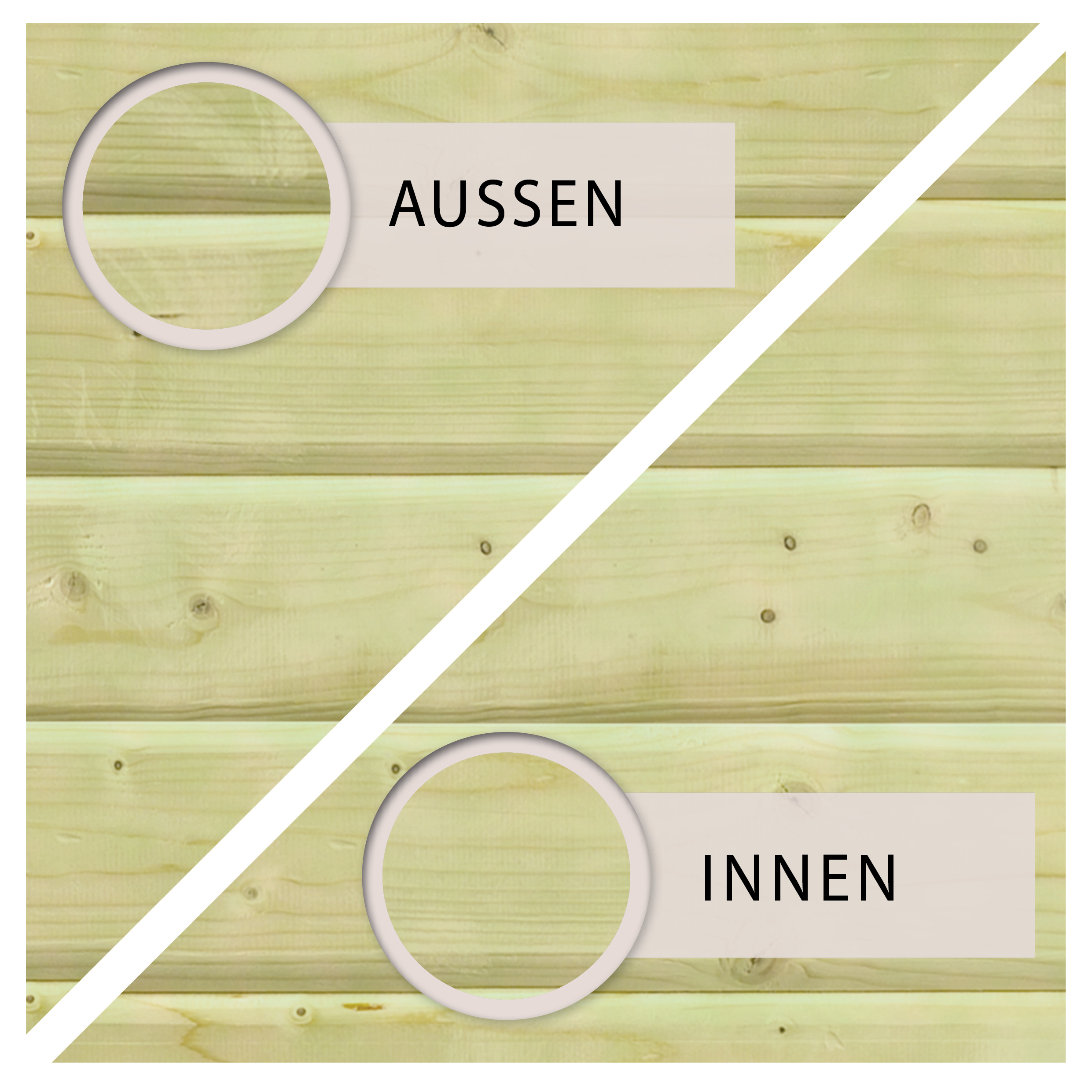 Wandholz des Karibu Pool Modell X4, außen kesseldruckimprägniert, innen naturbelassen