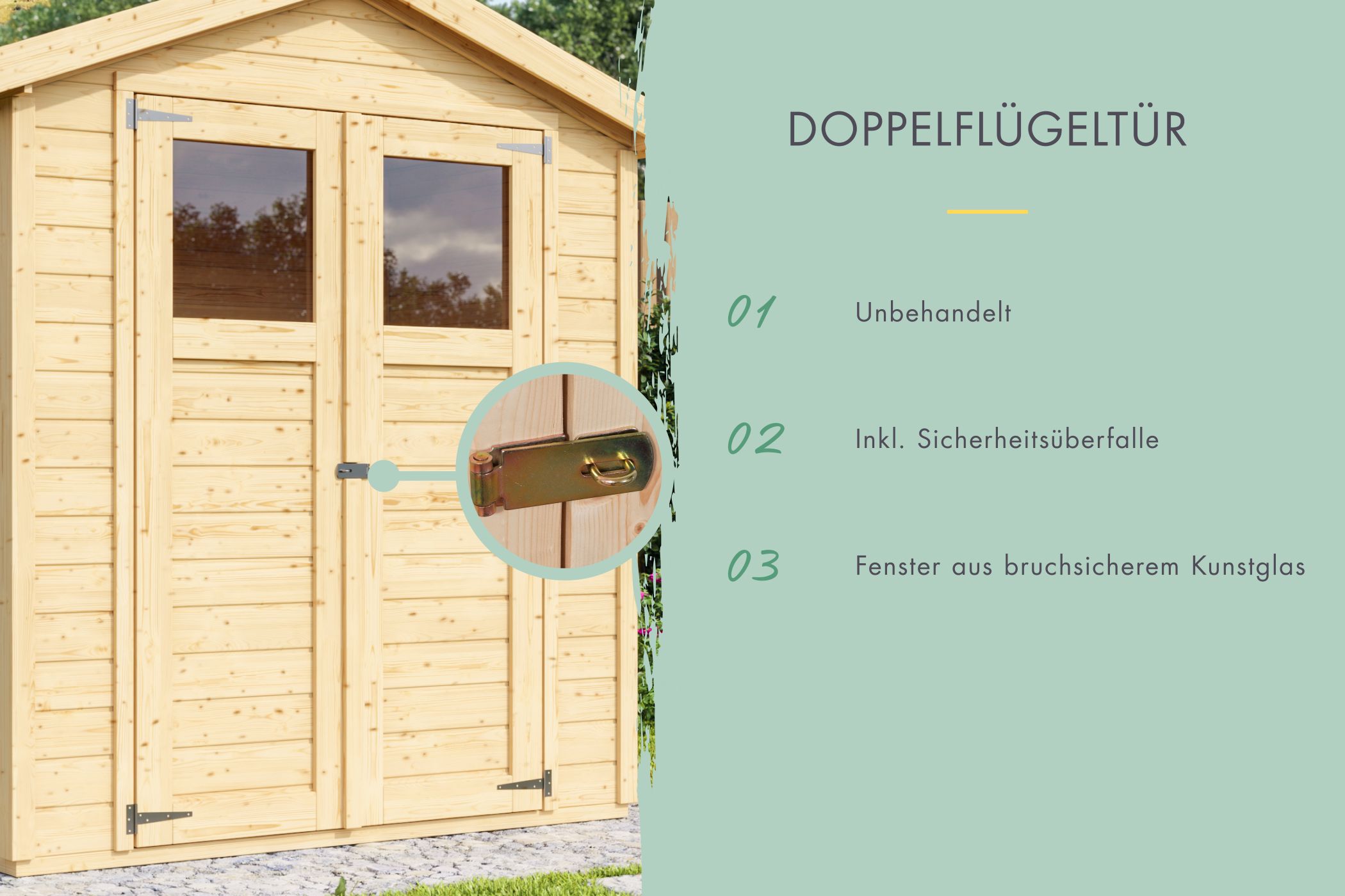 Detailansicht der Karibu kleines Gerätehaus Dana