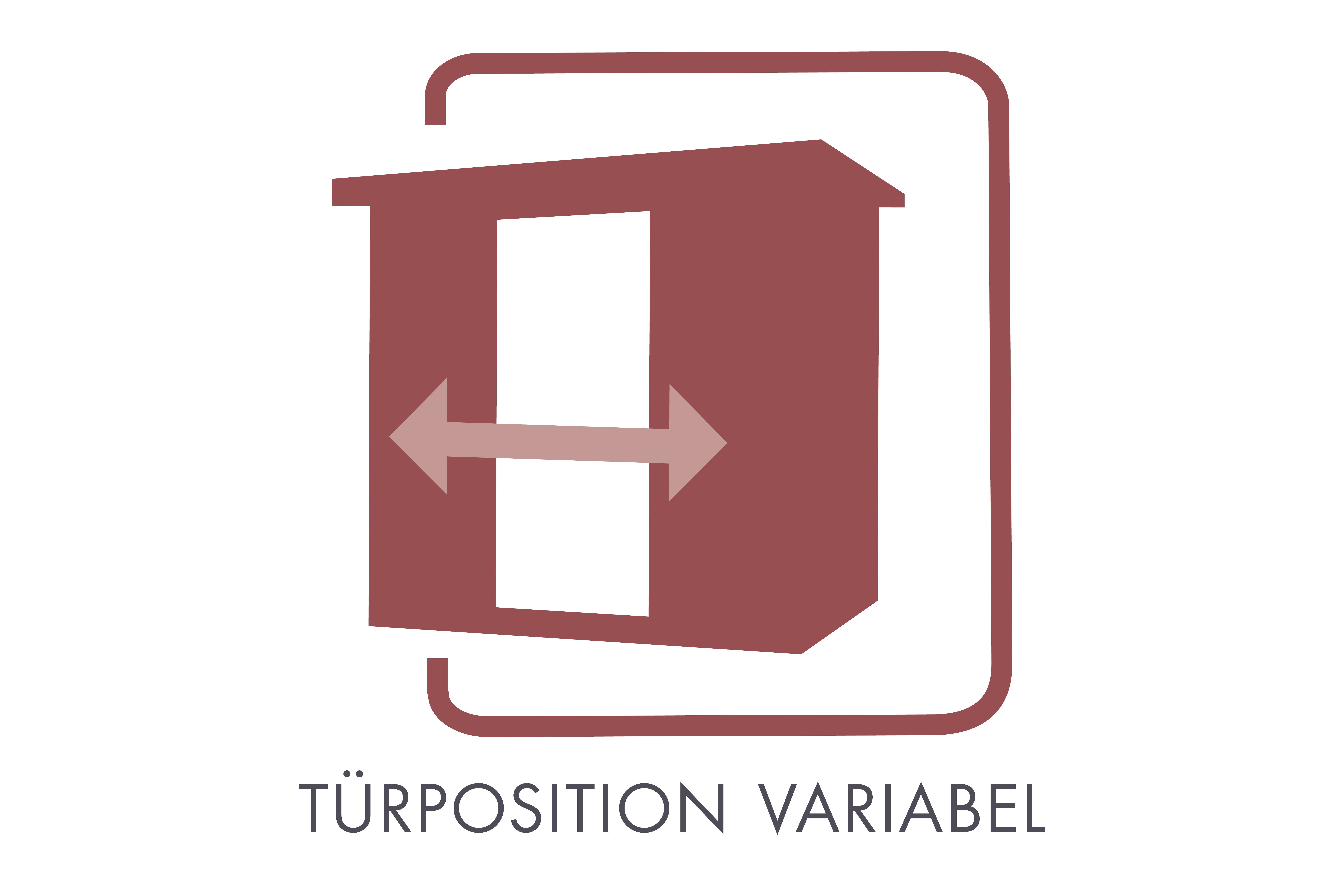 Infografik zur variabel wählbaren Türposition einer Karibu 68 mm Systemsauna