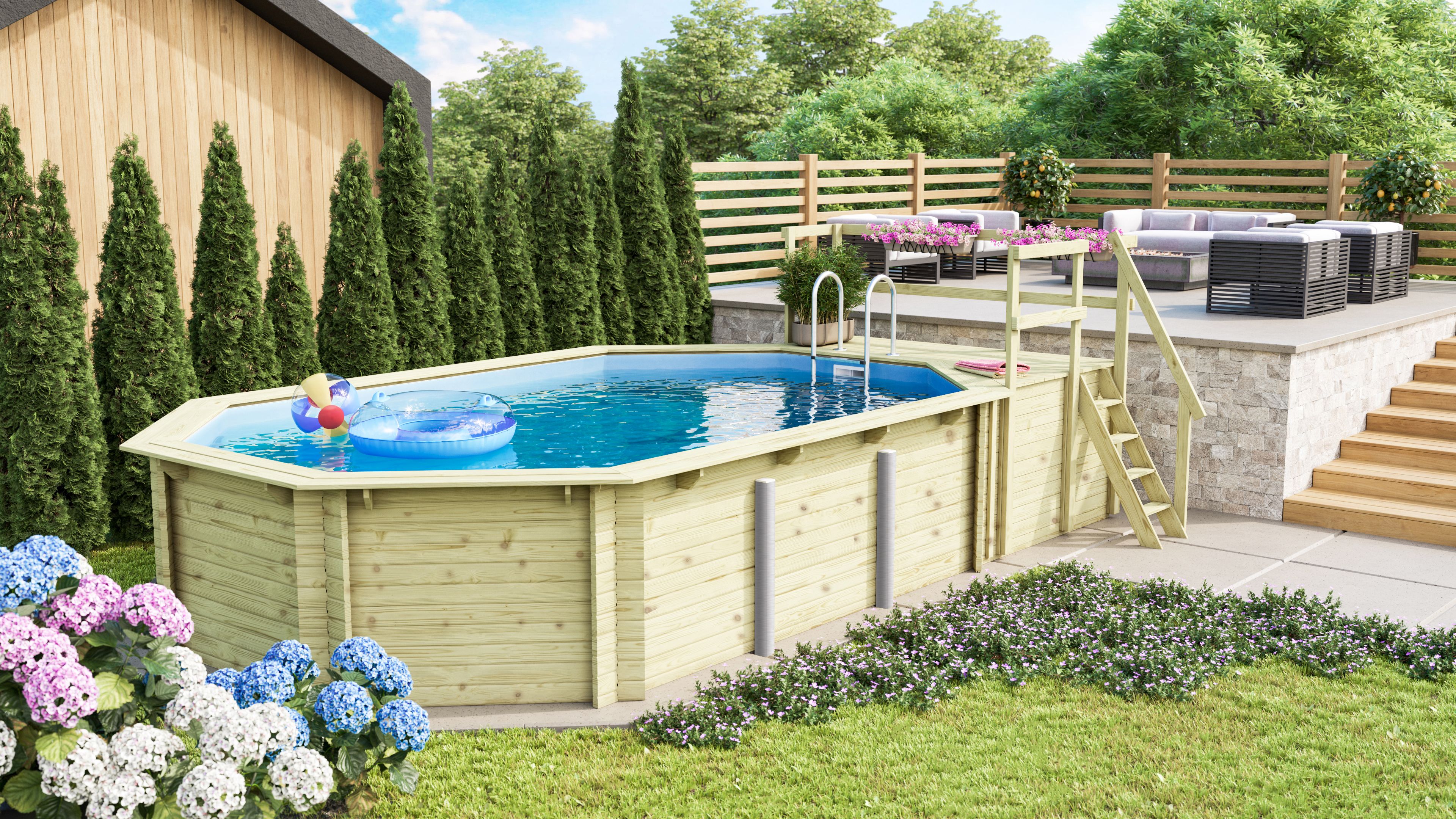 Karibu Pool Modell 4 im Garten