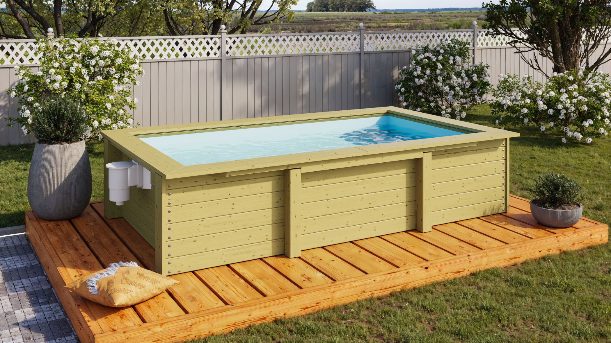Produktbild eines Karibu Gartenprodukts aus Holz, im Garten aufgebaut