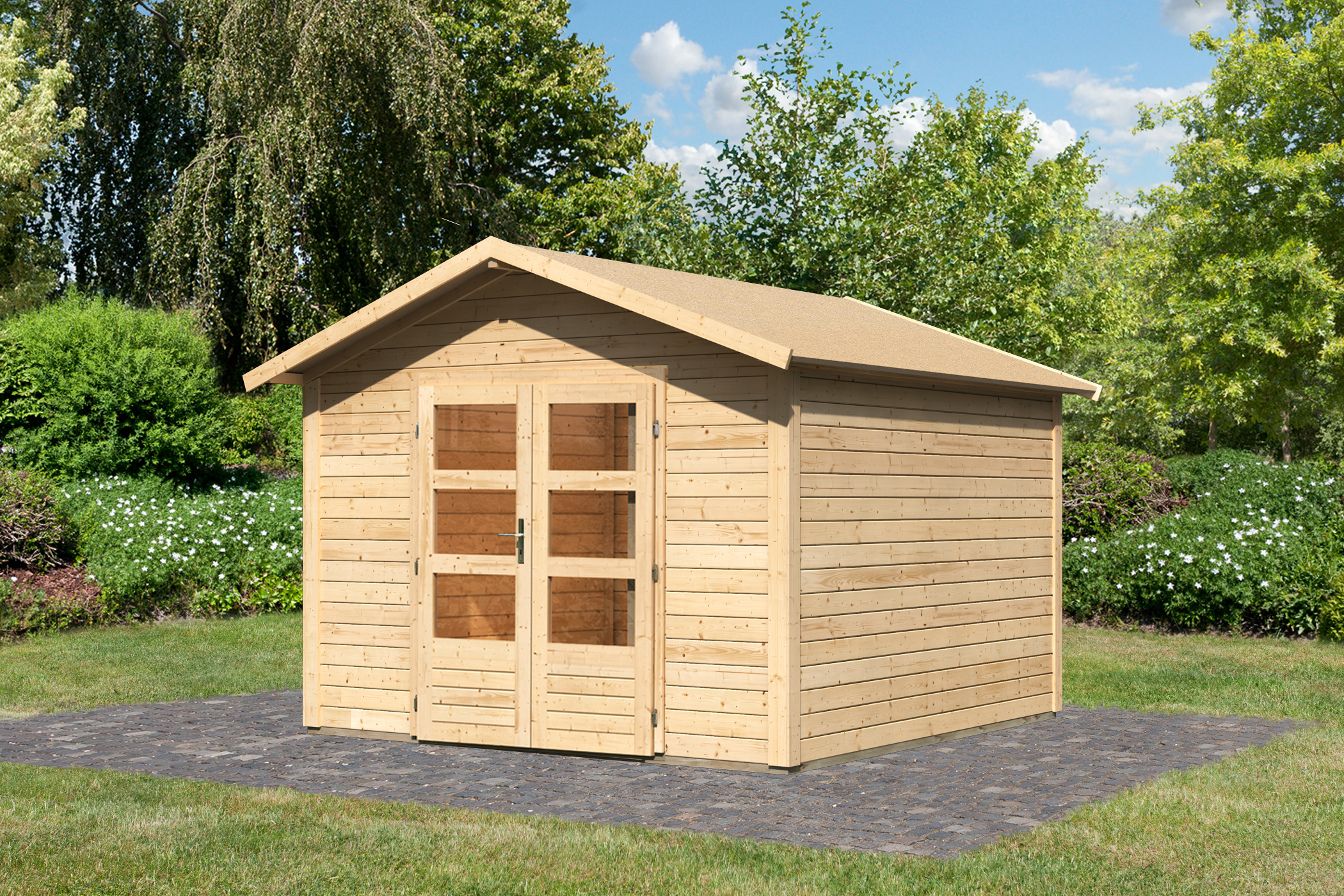 Karibu Gartenhaus Talkau 8 in Naturbelassen, Außenansicht