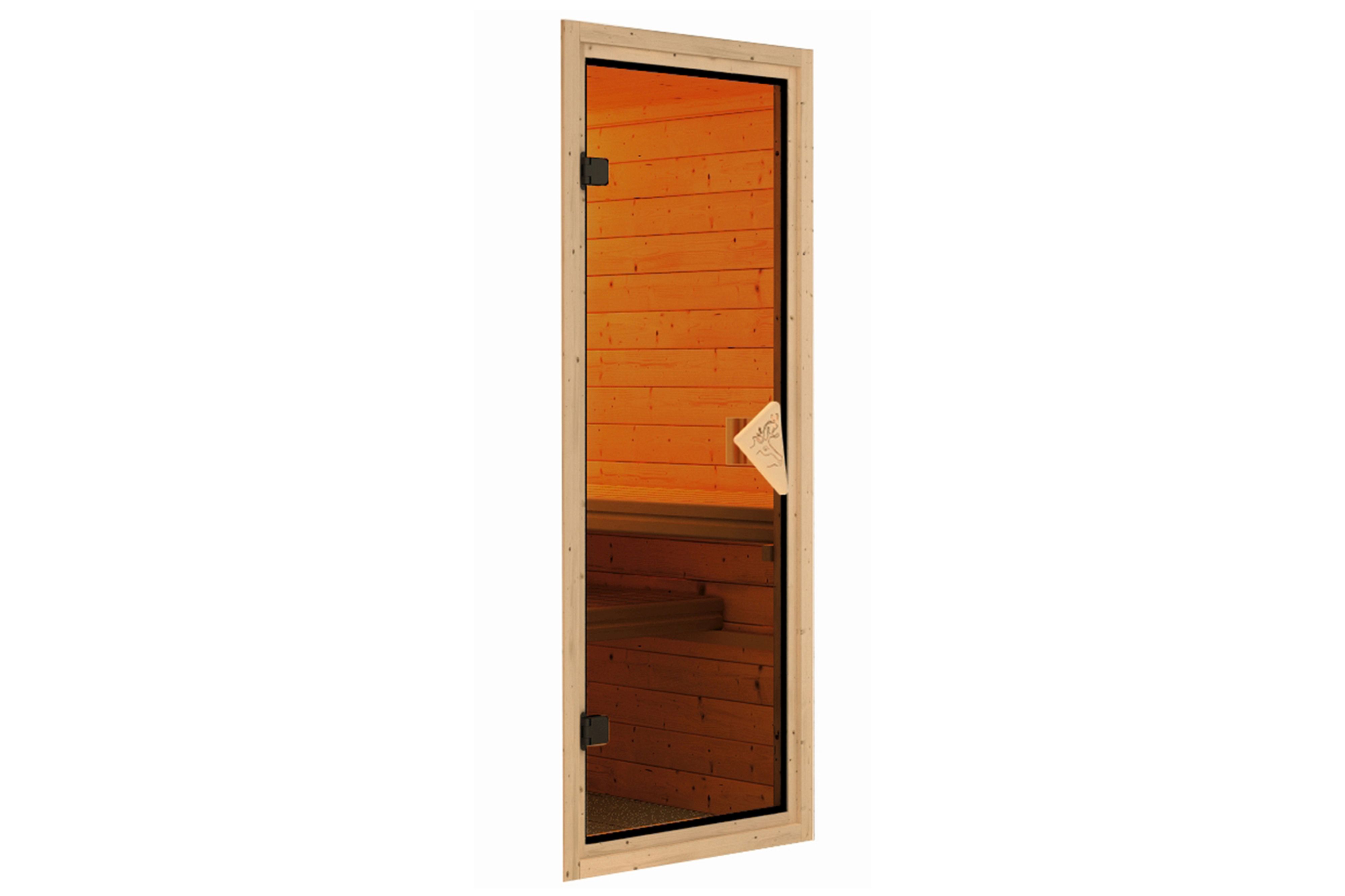 Karibu Türelement Classic aus Holz, im Garten aufgebaut