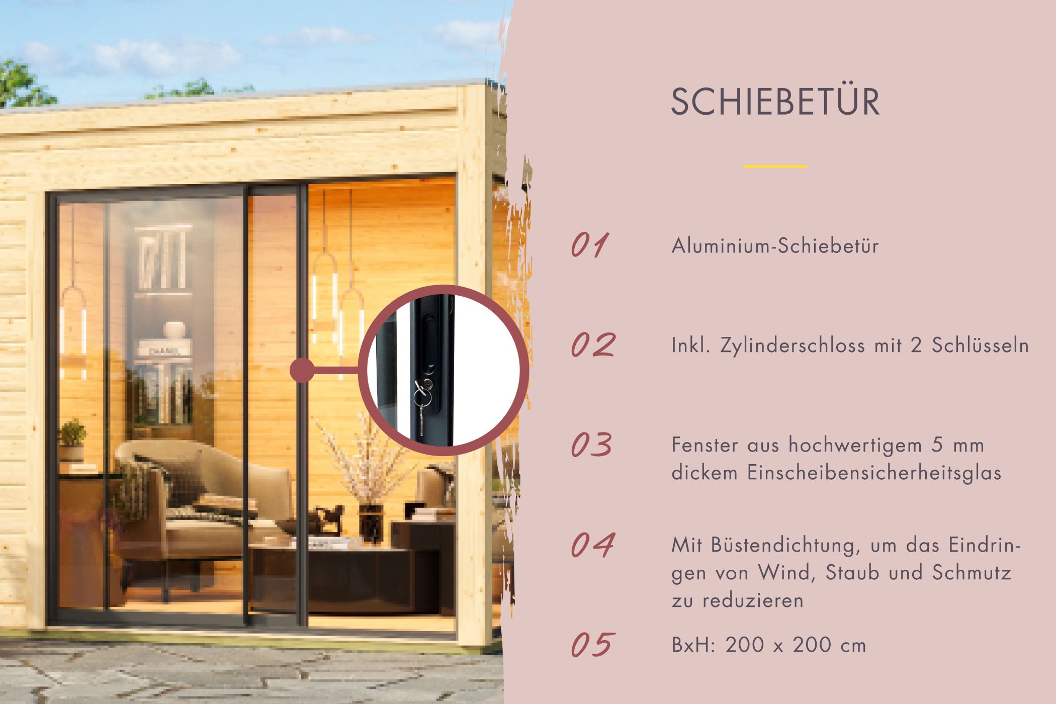 Hochwertige Saunatür aus 8 mm Sicherheitsglas mit Massivholzrahmen für Karibu Saunen