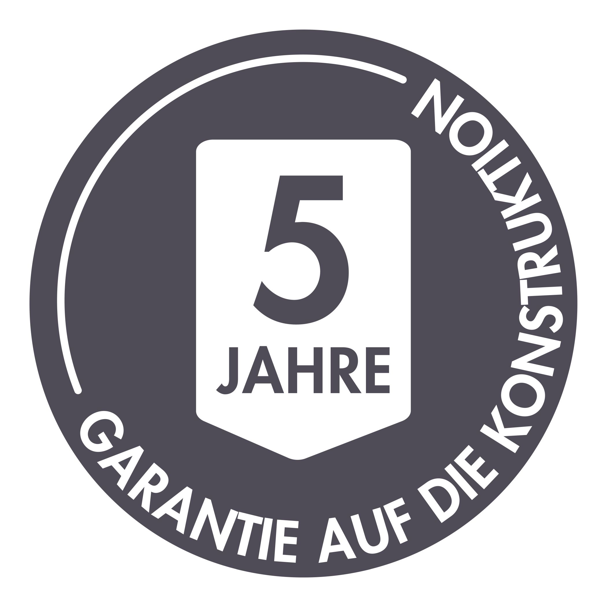 Siegel 5 Jahre Garantie auf die Konstruktion