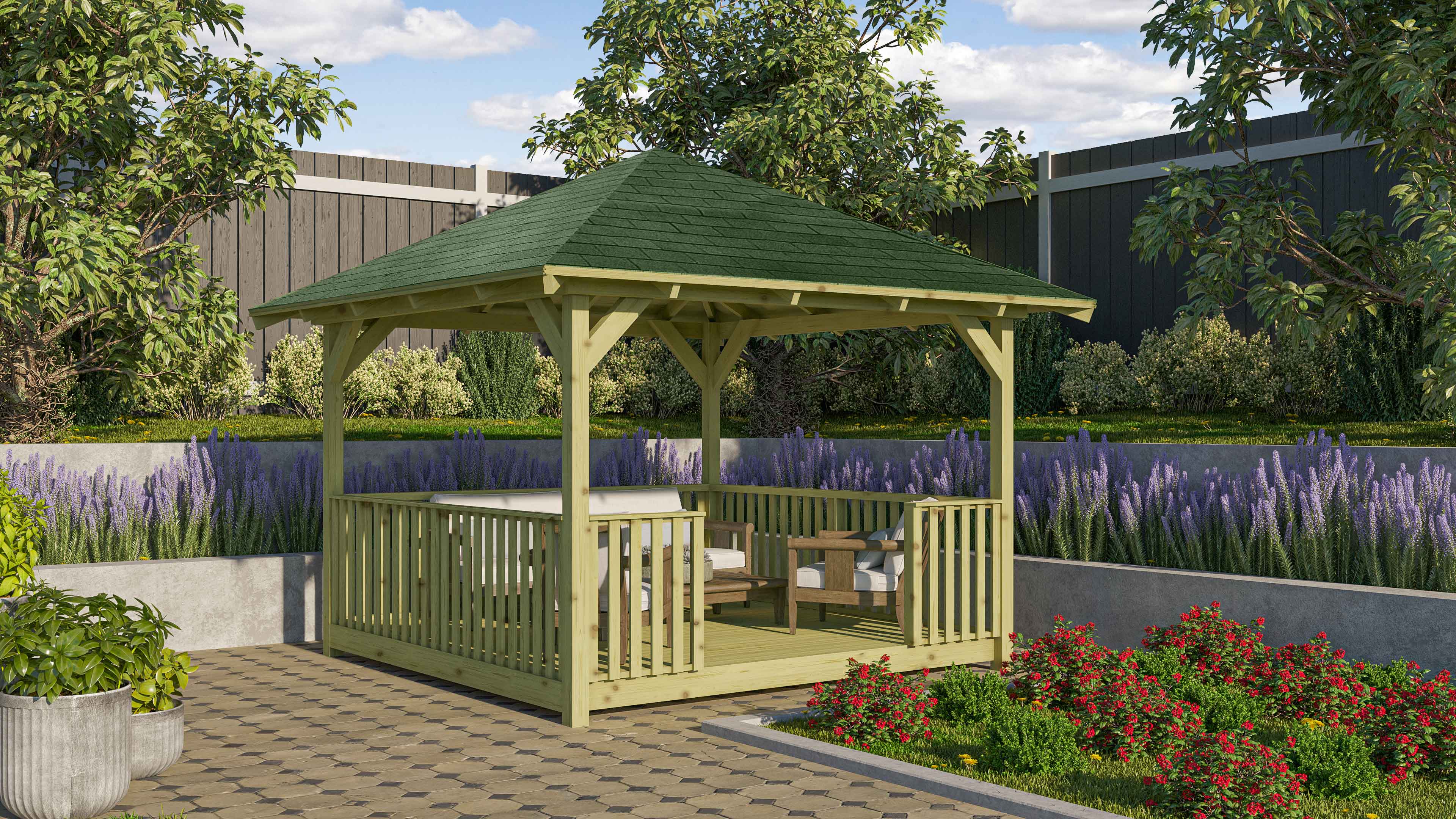 Detailansicht eines Karibu Gartenprodukts aus Holz