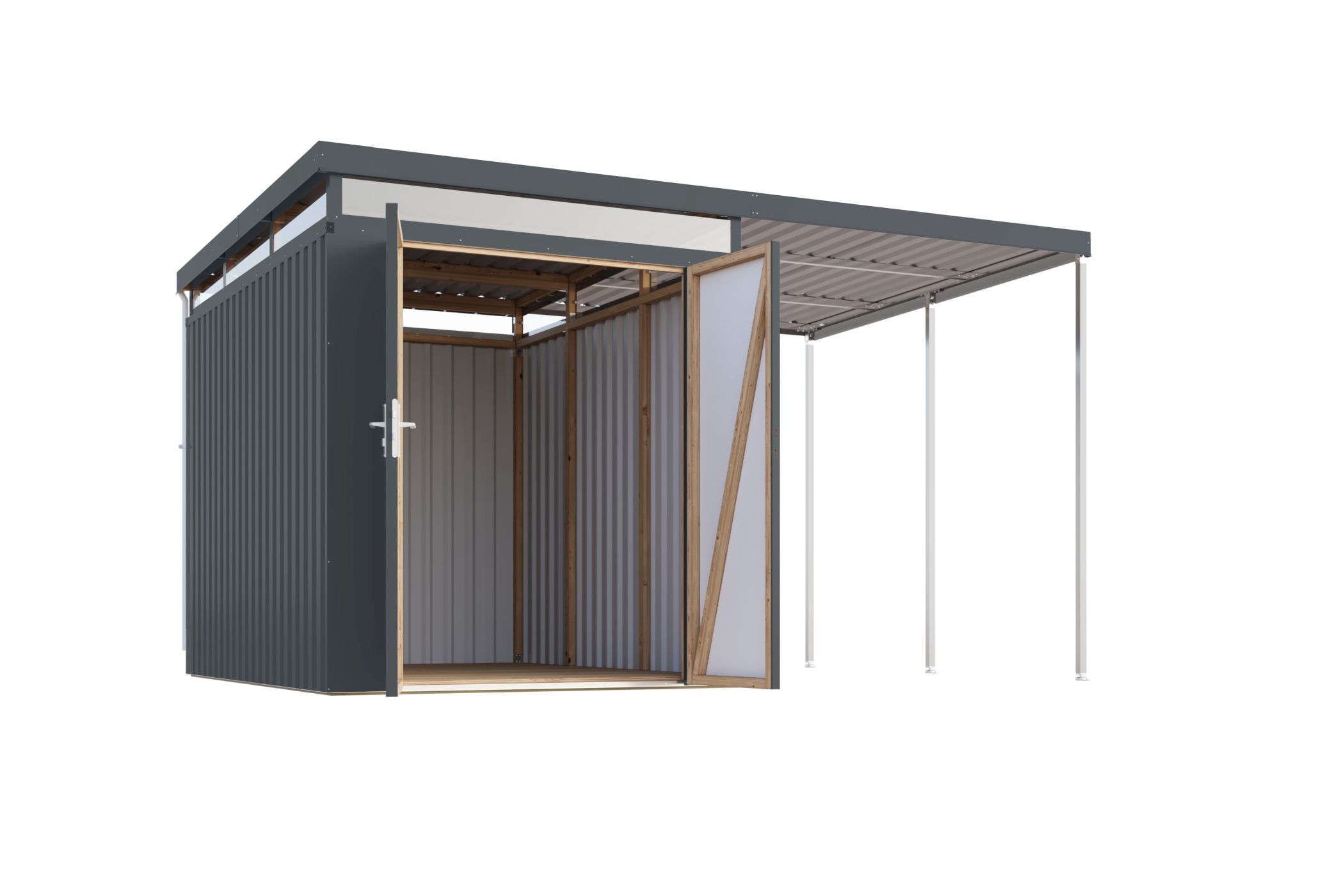 Karibu Gerätehaus aus Metall Aurum 2,5 in Anthrazit, Freisteller