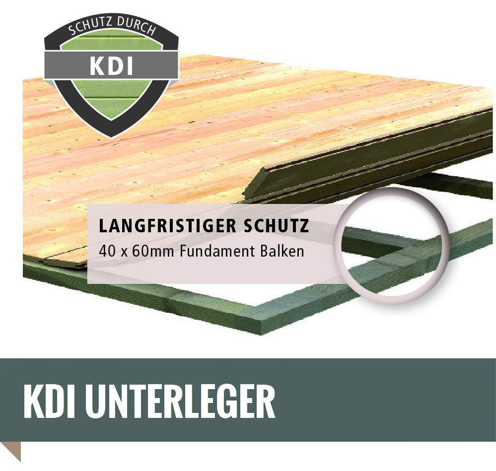 KDI-Unterleger aus kesseldruckimprägnierten Bodenbalken als Fäulnisschutz