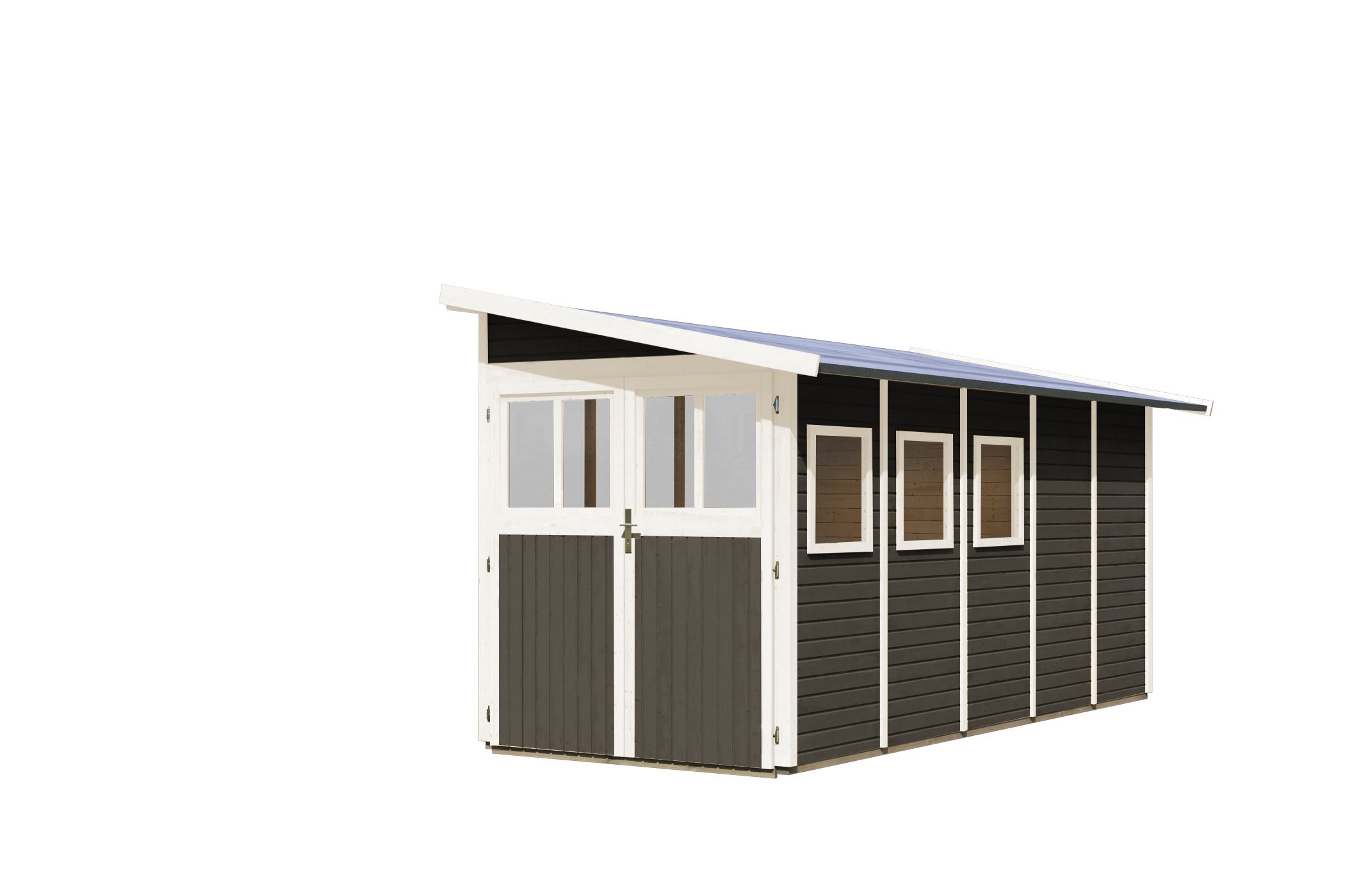 Karibu großes Gerätehaus Wandlitz 5 in Terragrau, Freisteller