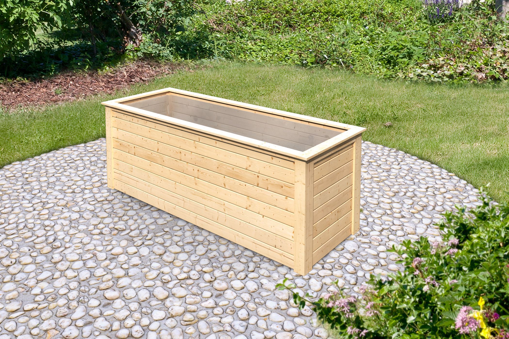 Karibu 28 mm Hochbeet 2 in Naturbelassen, Außenansicht