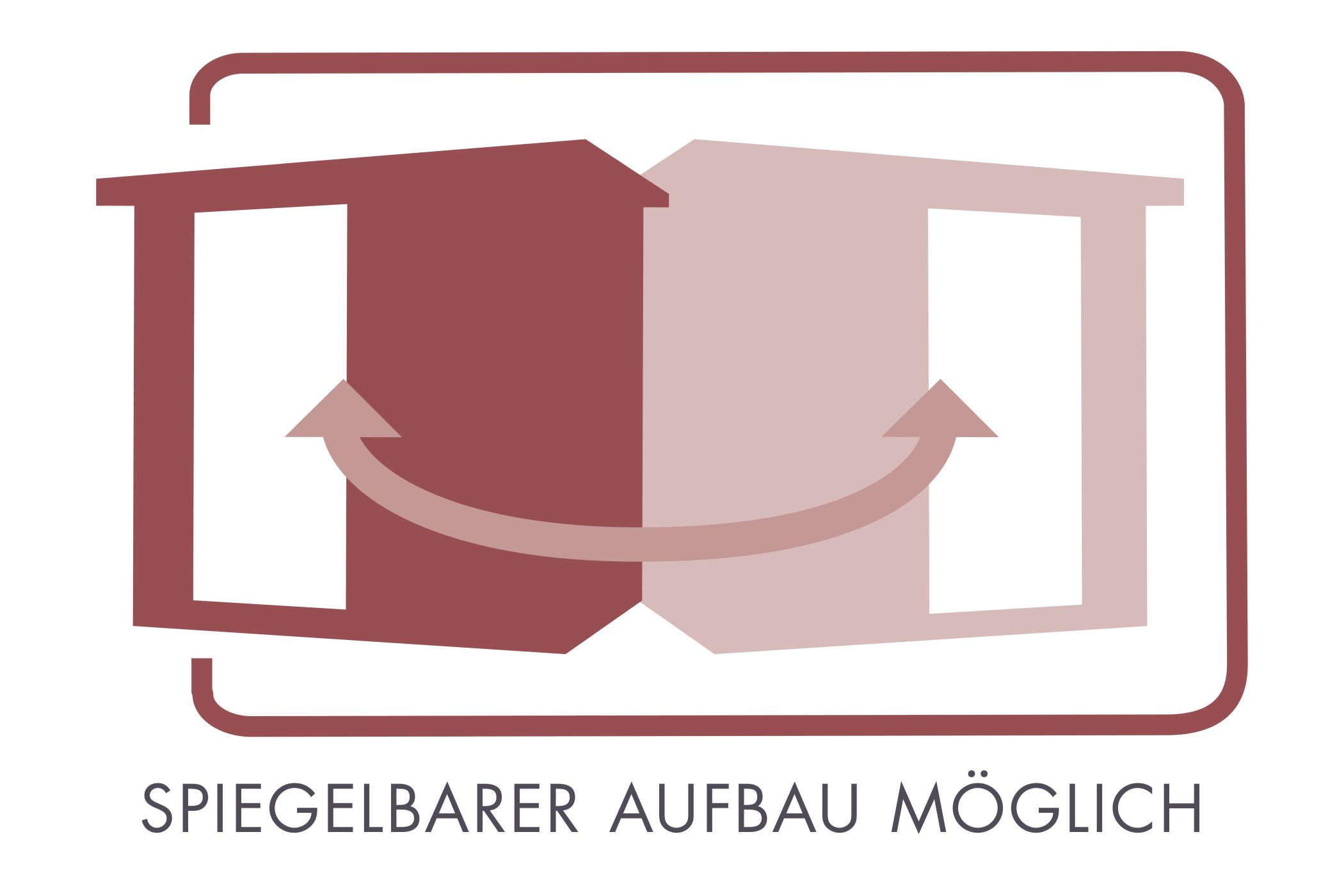 Infografik zum spiegelbaren Aufbau der Karibu Sauna für eine frei wählbare Türseite
