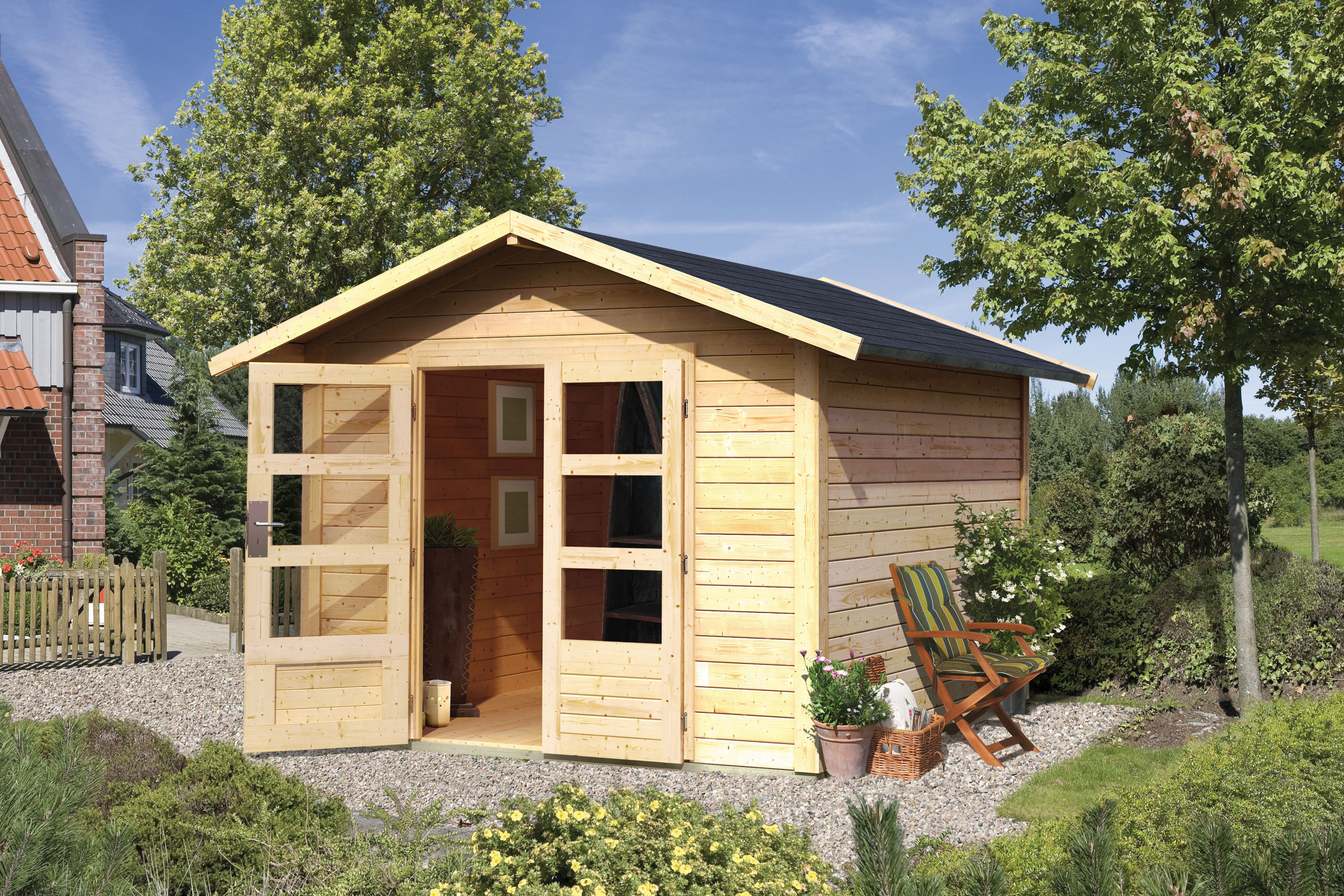 Karibu Gartenhaus Talkau 8 in Naturbelassen im Garten