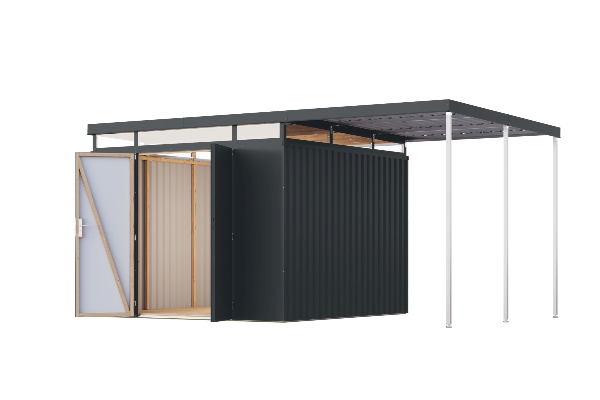 Karibu großes Gerätehaus aus Metall Aurum 3,5 in Anthrazit, Freisteller
