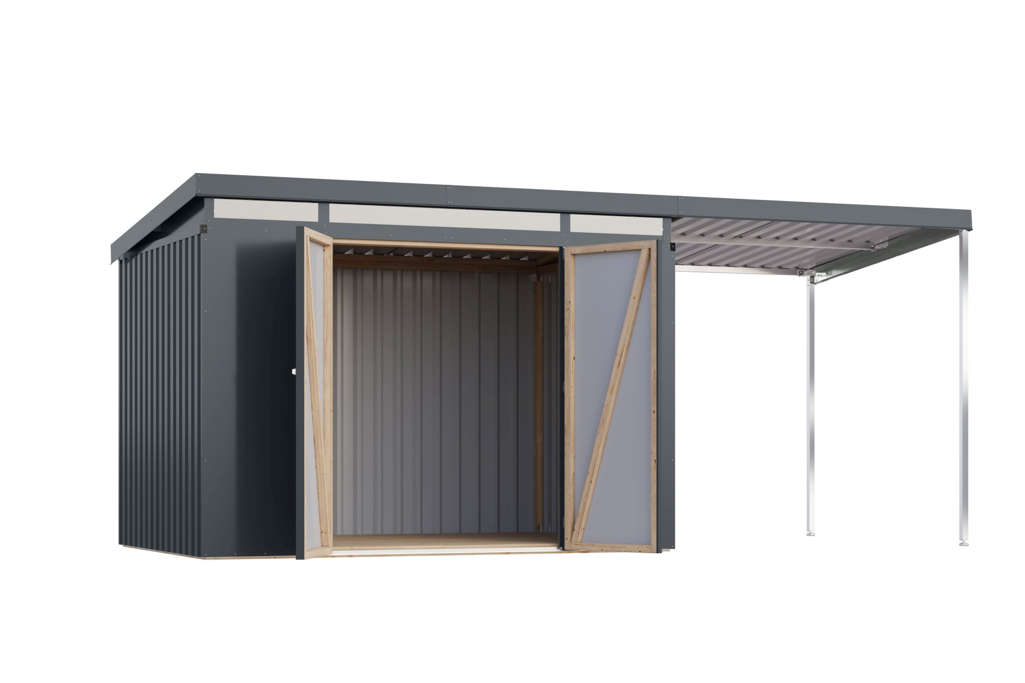 Karibu Gerätehaus aus Metall Iridium 3 in Anthrazit, Freisteller