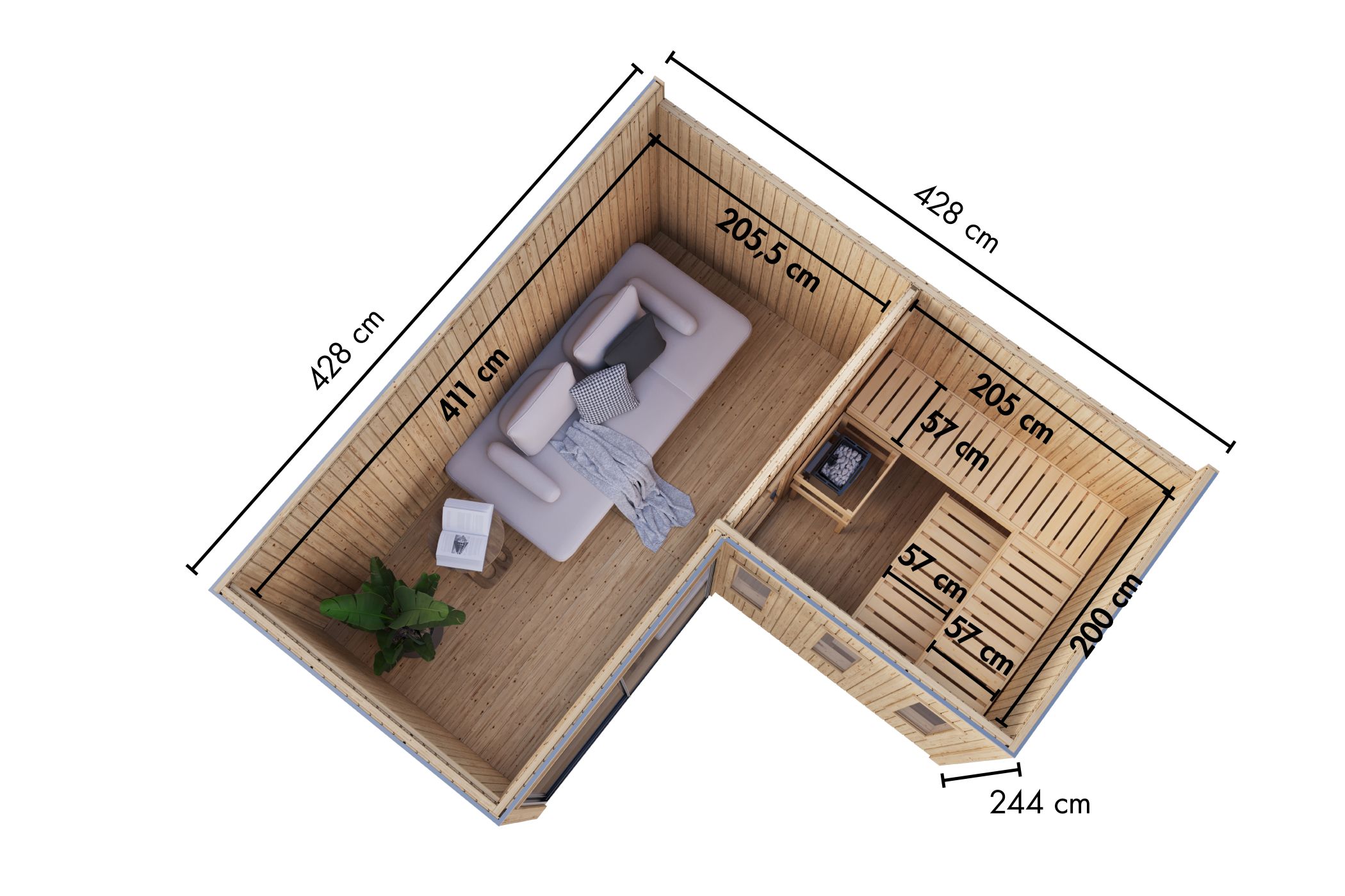 Produkt- und Ausstattungsdetail der Karibu Saunahaus Paradise