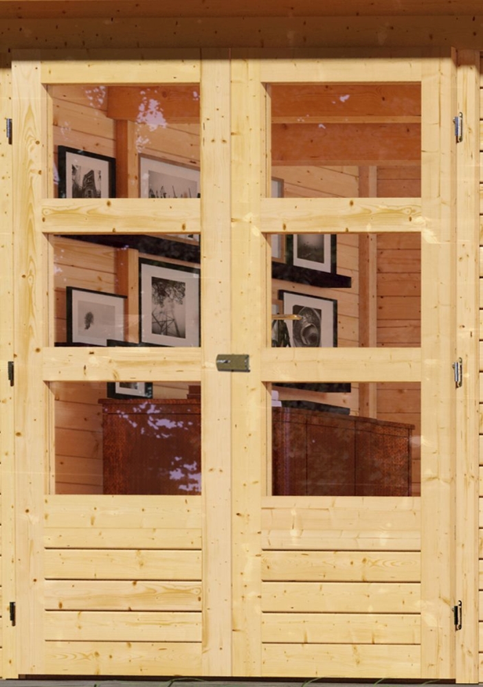 Doppelflügeltür mit Zylinderschloss und bruchsicherem Kunstglas