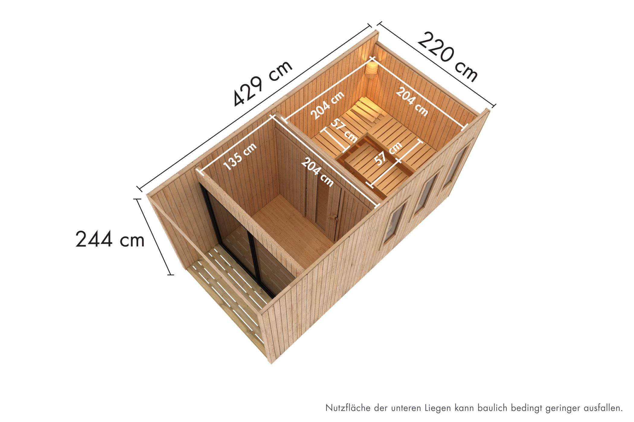 Produkt- und Ausstattungsdetail der Karibu Saunahaus Miramar