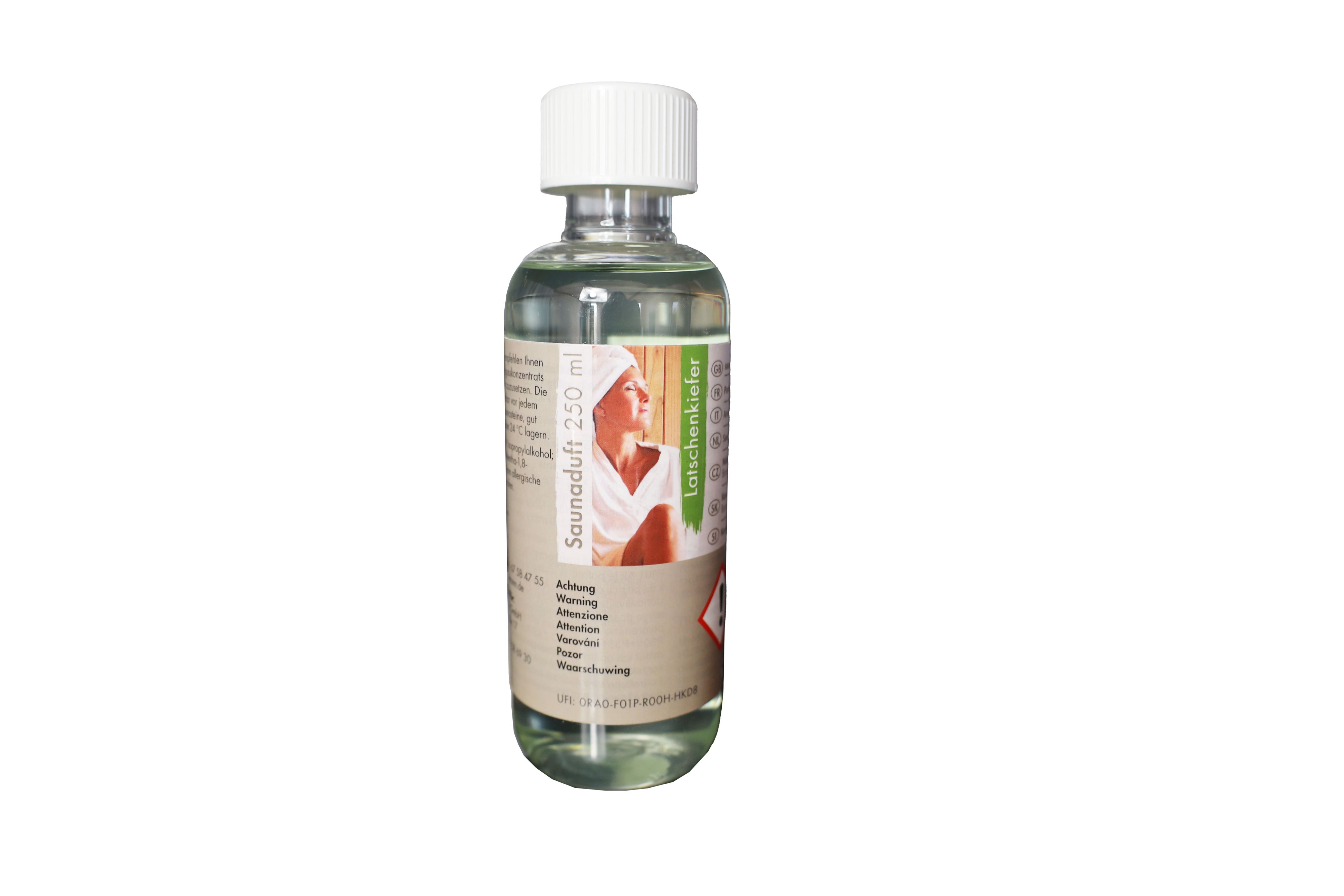 Karibu Saunaduft Latschenkiefer 250ml / Lagerabverkauf aus Holz, freigestellt