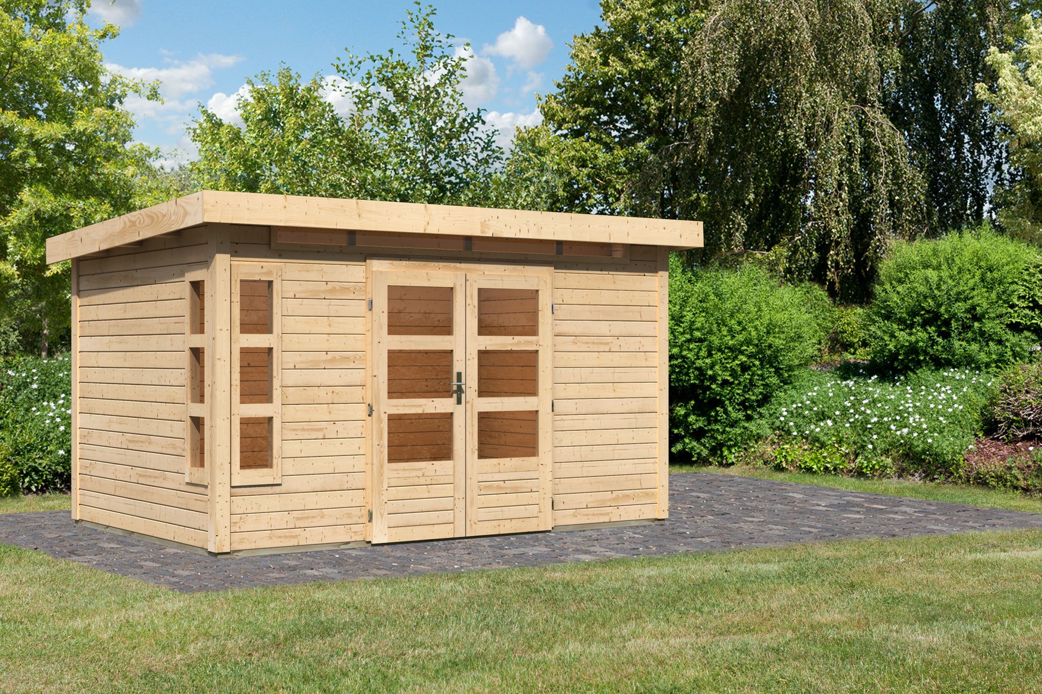 Karibu Gartenhaus Kastorf 7 in Naturbelassen, Außenansicht