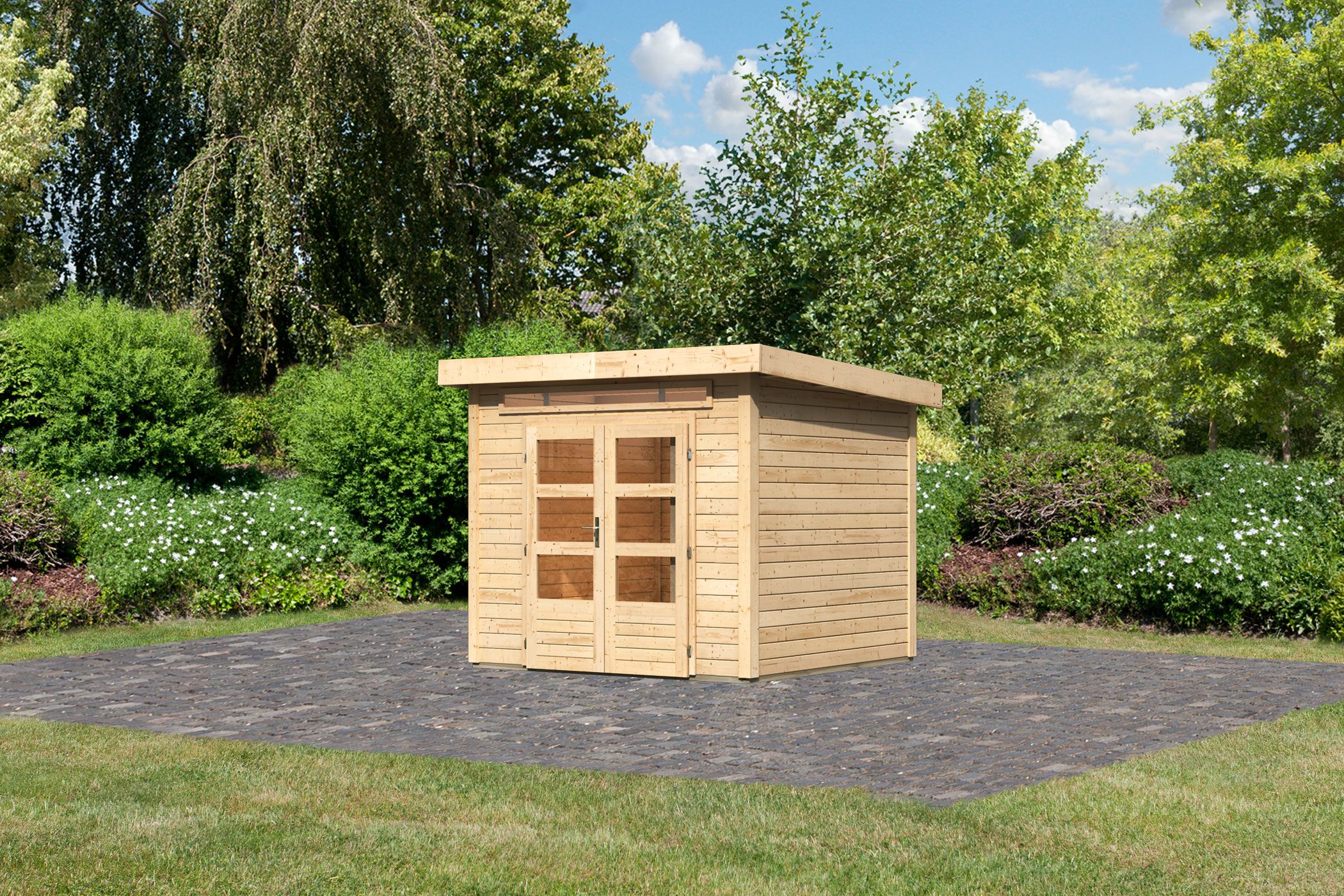 Karibu Gartenhaus Kandern 3 in Naturbelassen, Außenansicht