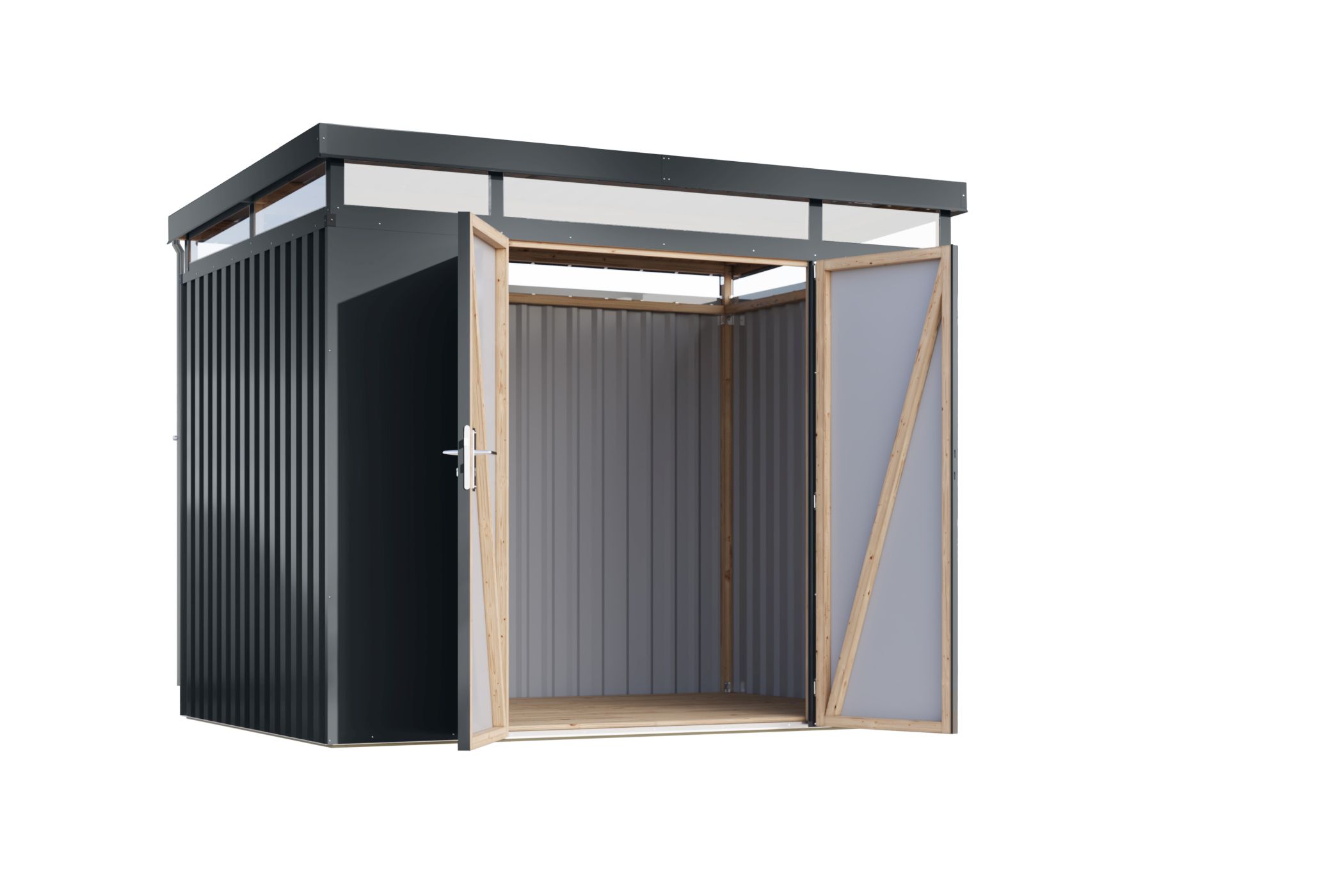 Karibu Gerätehaus aus Metall Aurum 3 in Anthrazit, Freisteller