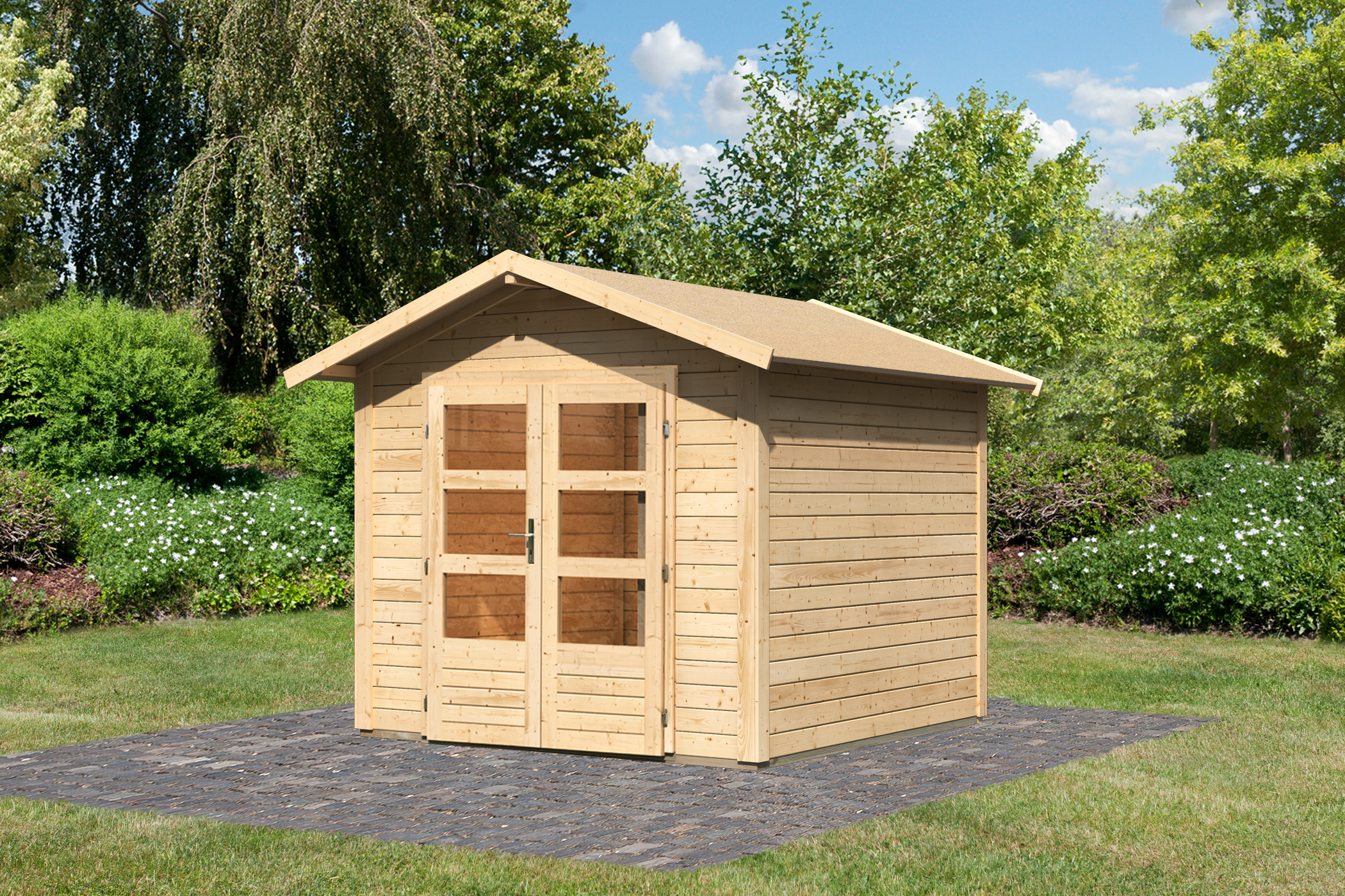 Karibu Gartenhaus Talkau 4 in Naturbelassen, Außenansicht