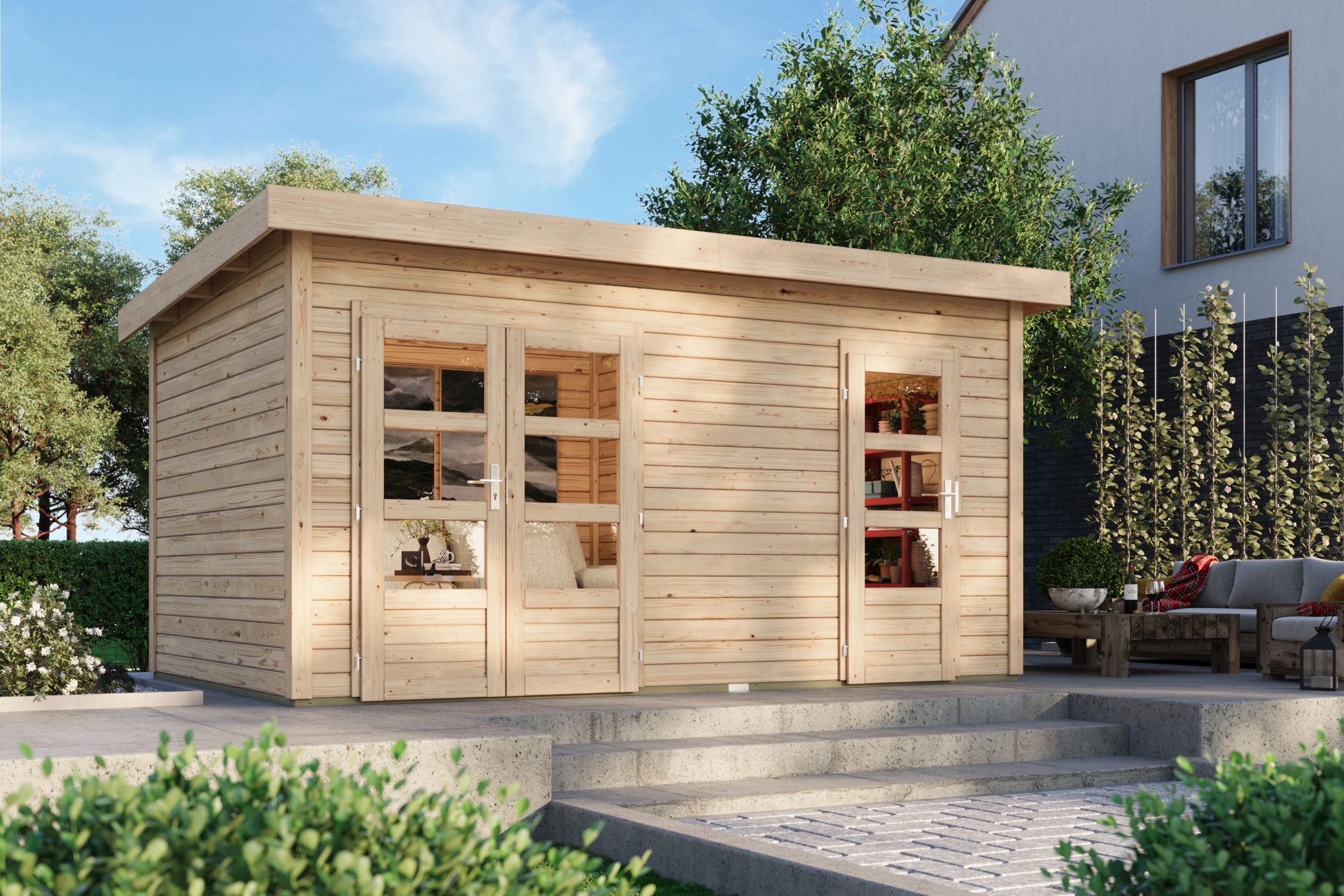 Karibu Gartenhaus Mattrup in Naturbelassen im Garten