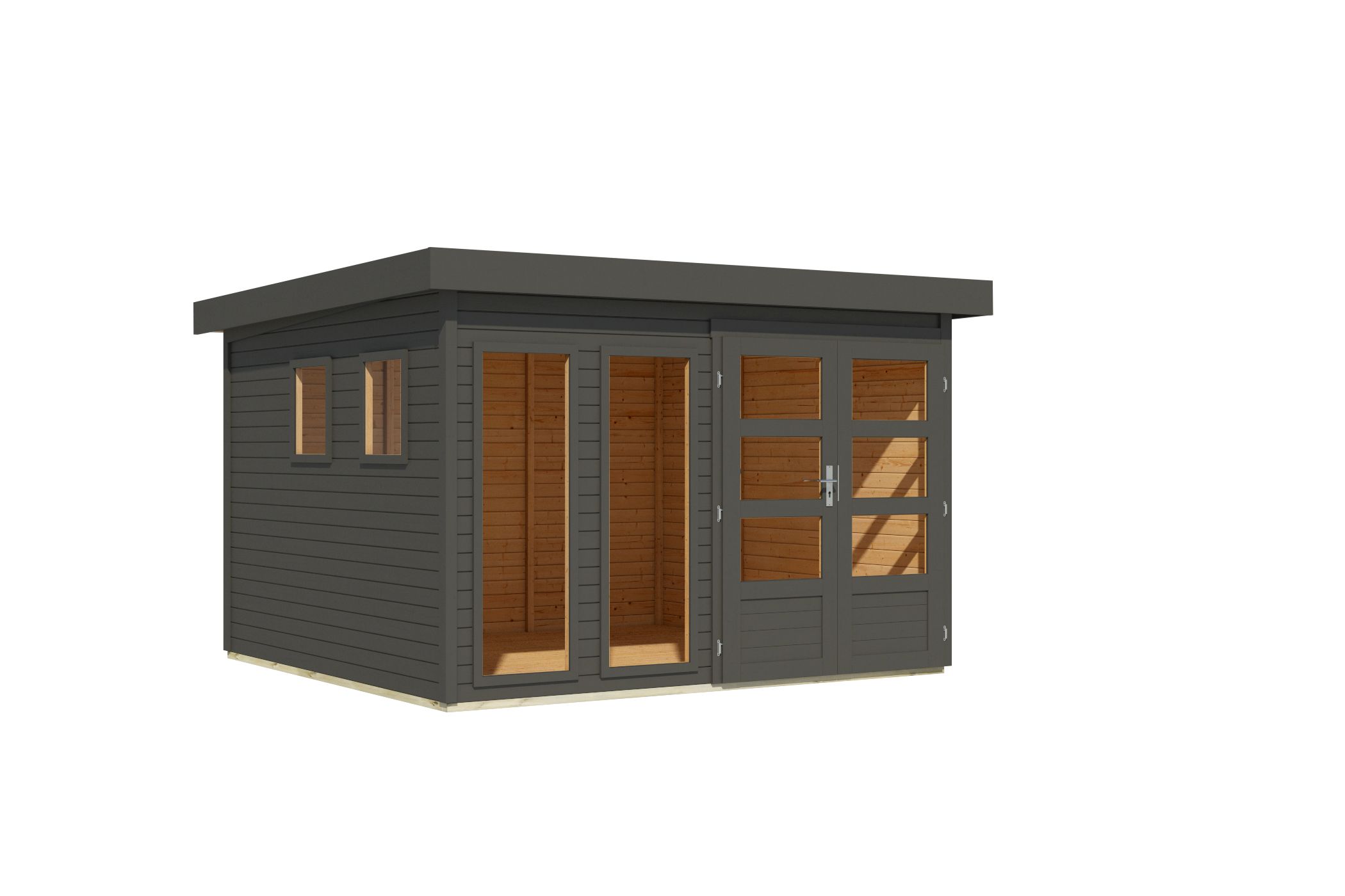 Karibu großes Gerätehaus Lahar 6 in Terragrau komplett, Freisteller