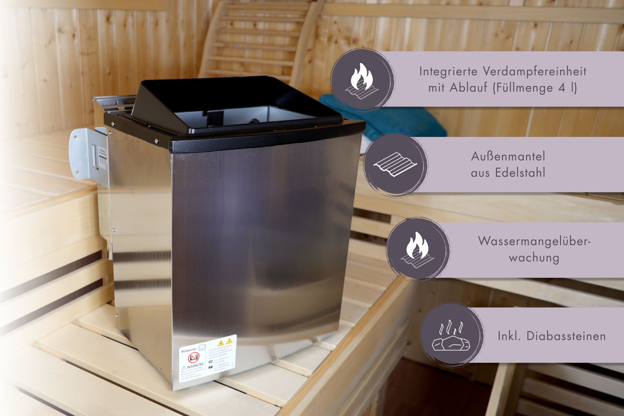 Karibu Saunahaus Hytti 3 als Gartensauna aus Massivholz im Garten mit Glasfront