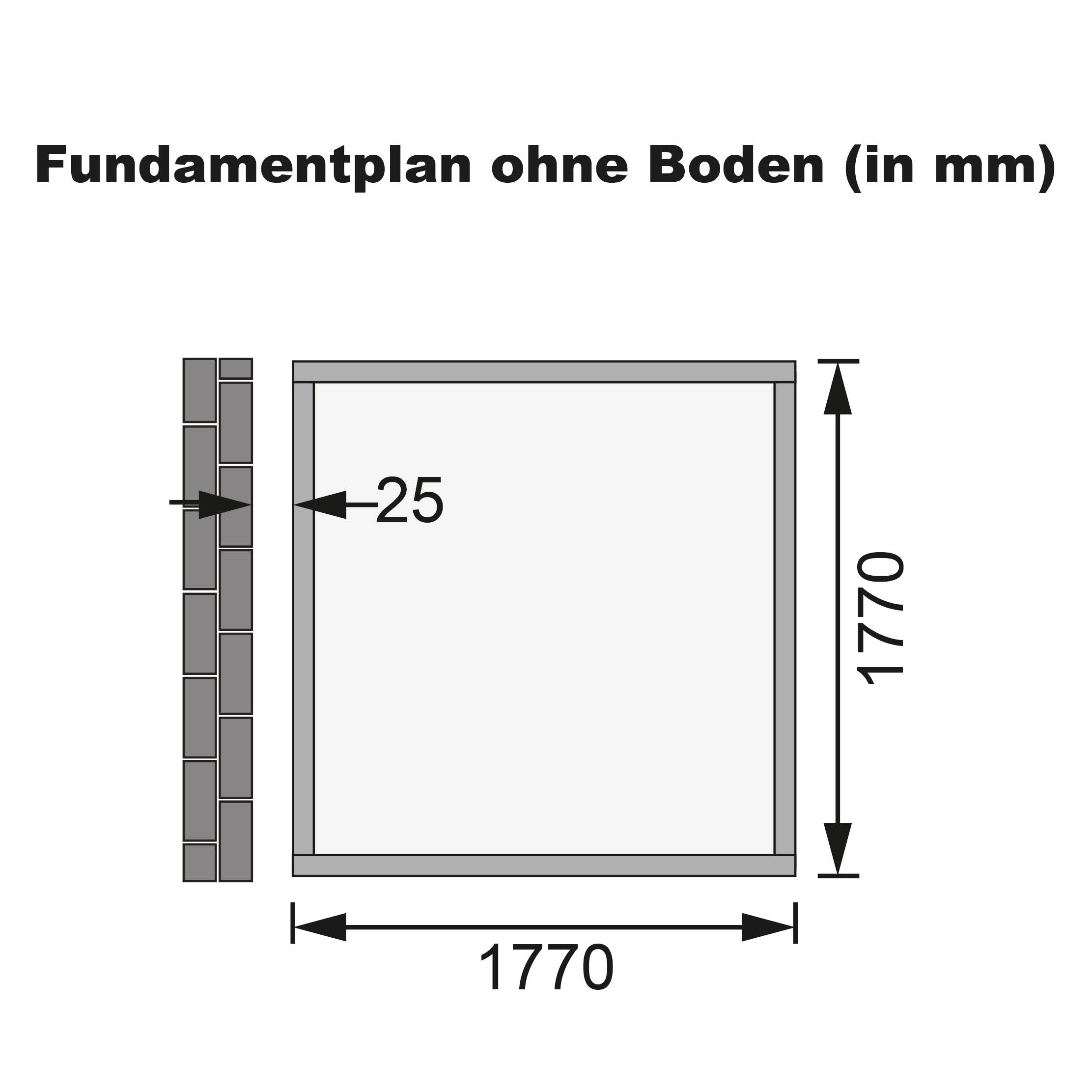 Fundamentplan des Karibu Gerätehaus Wandlitz 2